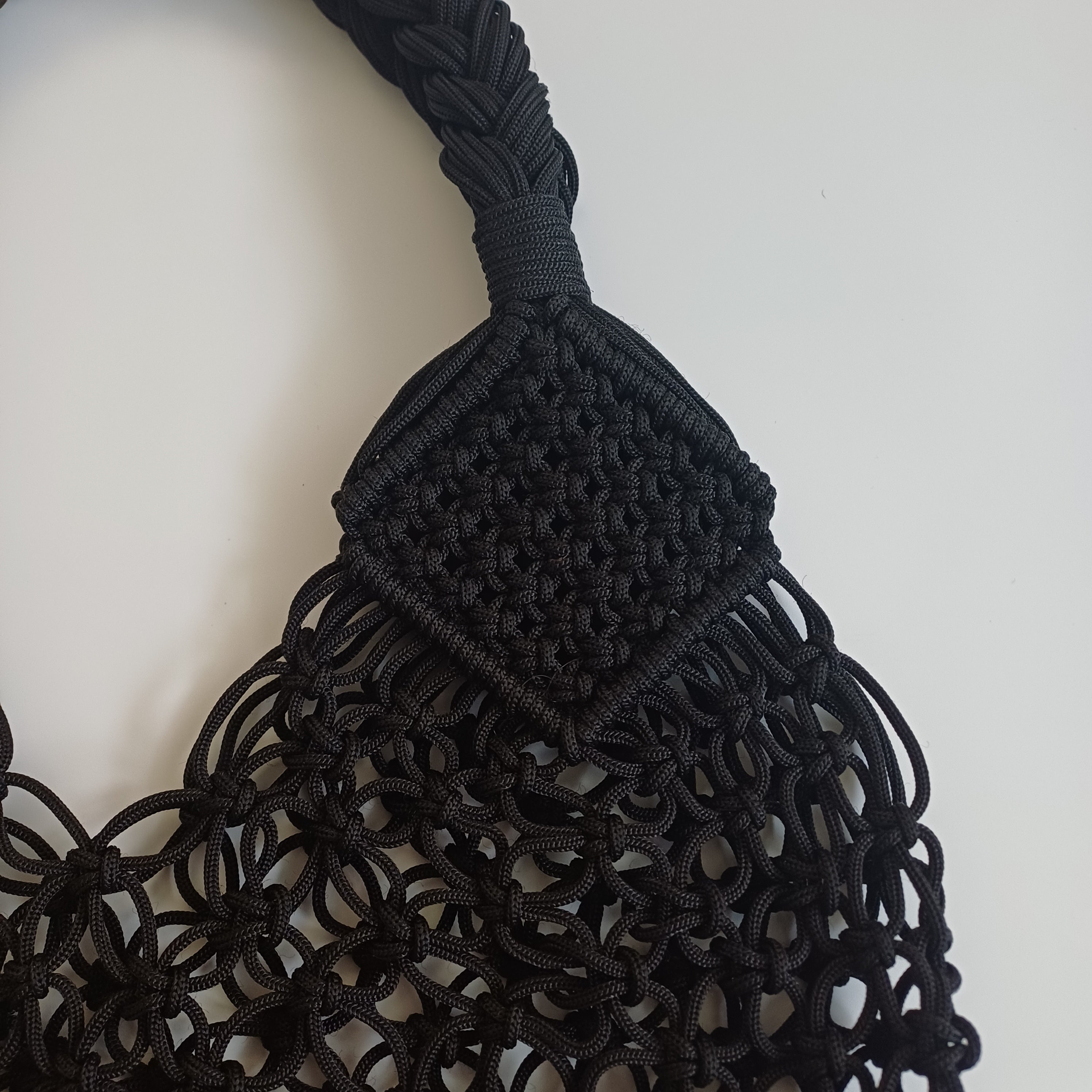 Moroccan Handmade Dark Black Crochet Tote Bag 58x38 CM