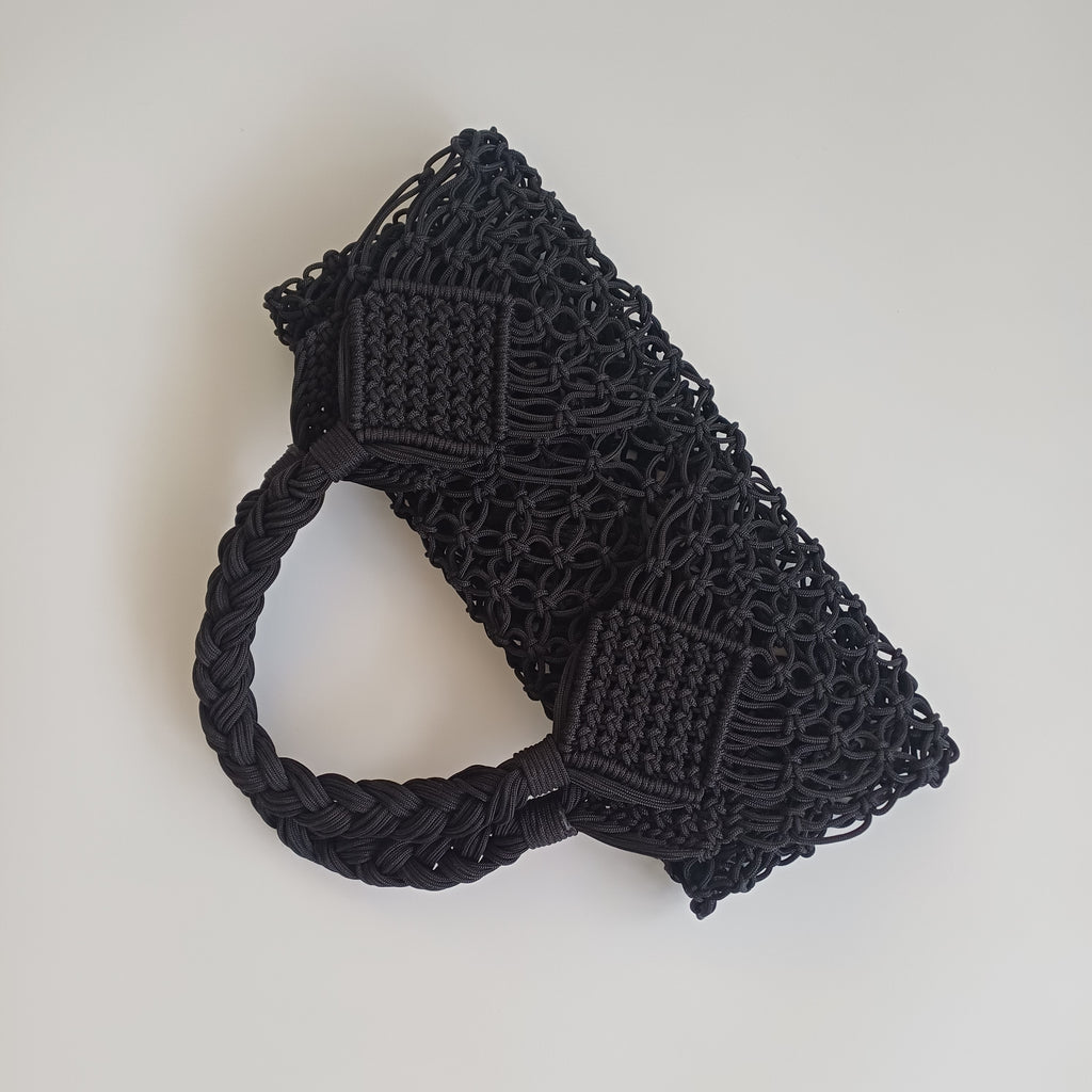 Moroccan Handmade Dark Black Crochet Tote Bag 58x38 CM