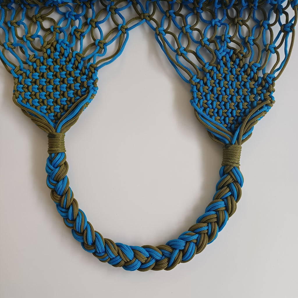 Moroccan Handmade Blue and Olive Green Crochet Tote Bag 61x36 CM