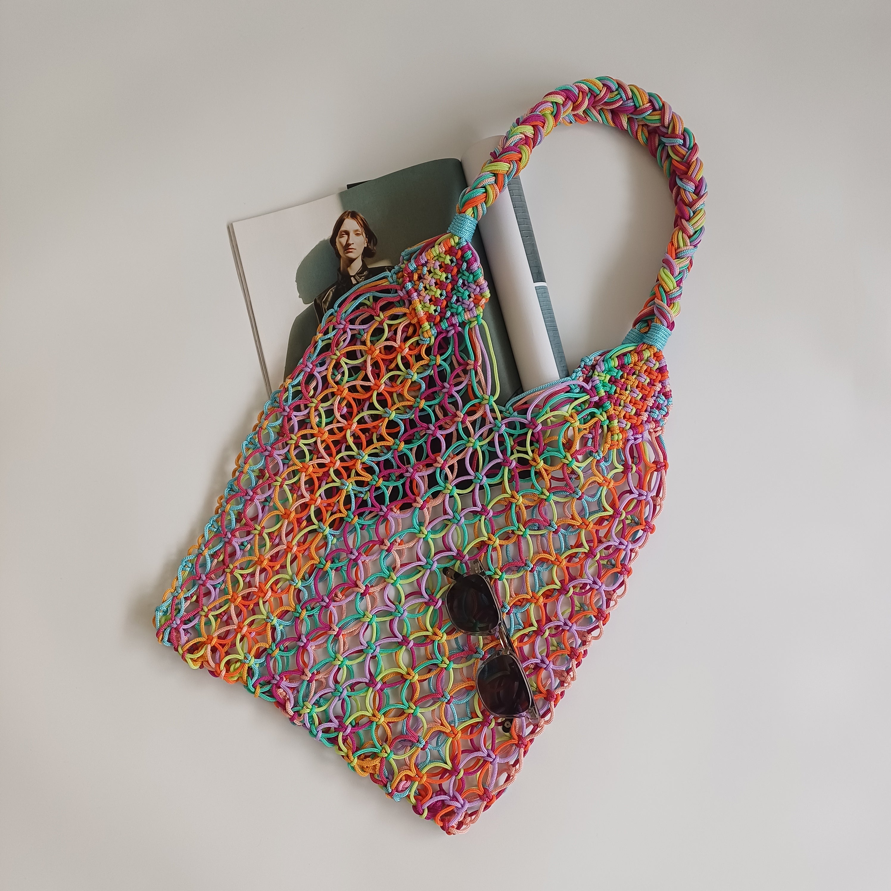 Moroccan Handmade Multicolour Crochet Tote Bag 59x34 CM