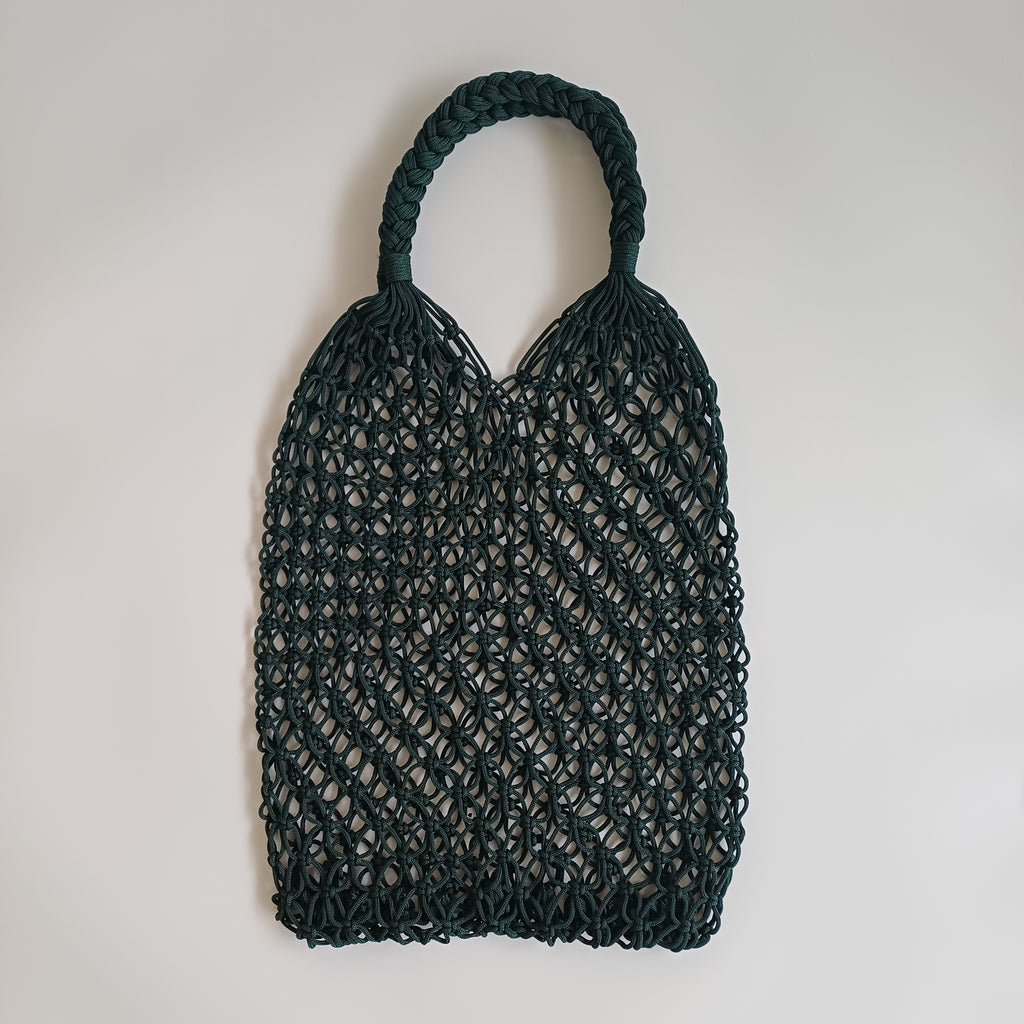 Moroccan Handmade Deep Forest Green Crochet Tote Bag 62x34 CM