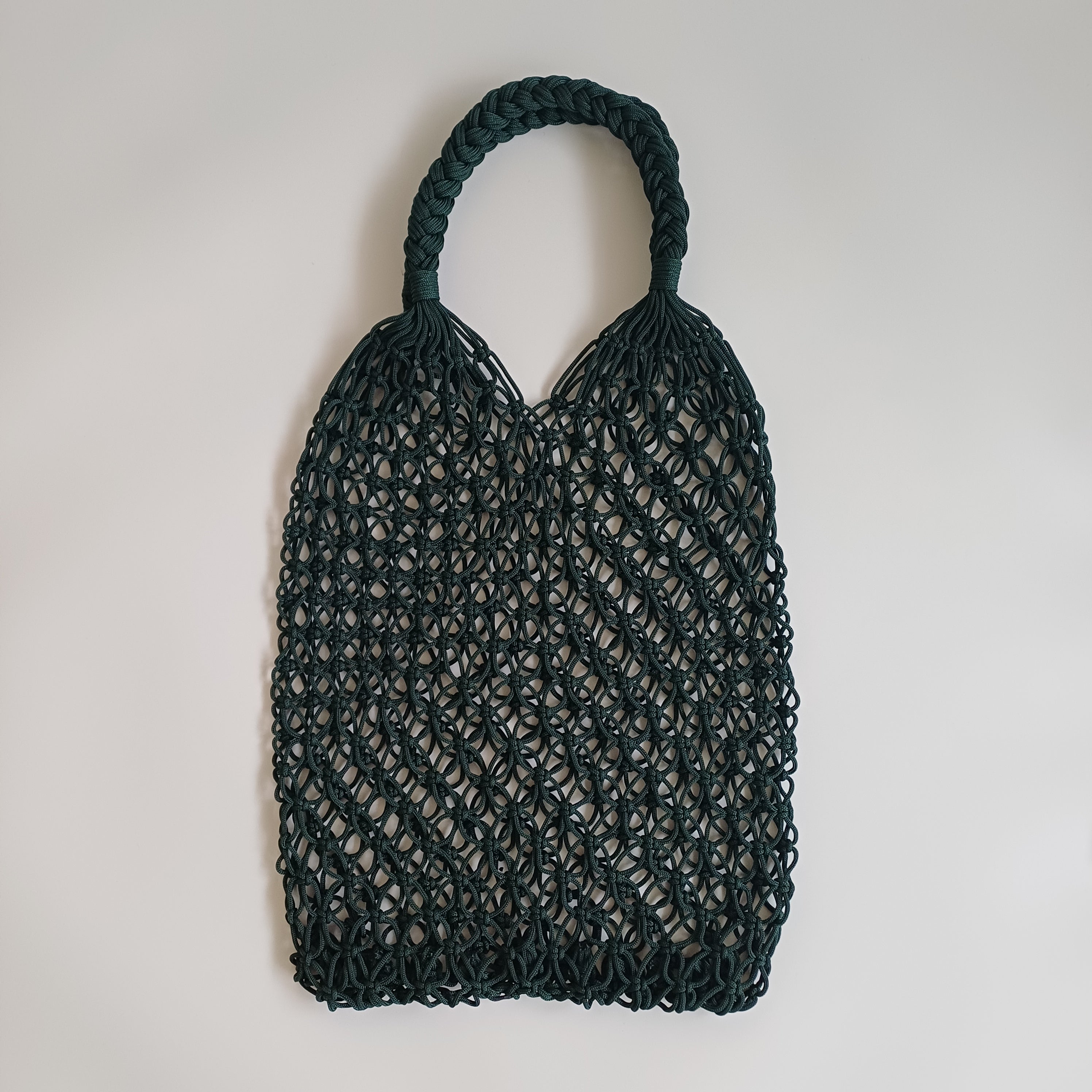 Moroccan Handmade Deep Forest Green Crochet Tote Bag 62x34 CM
