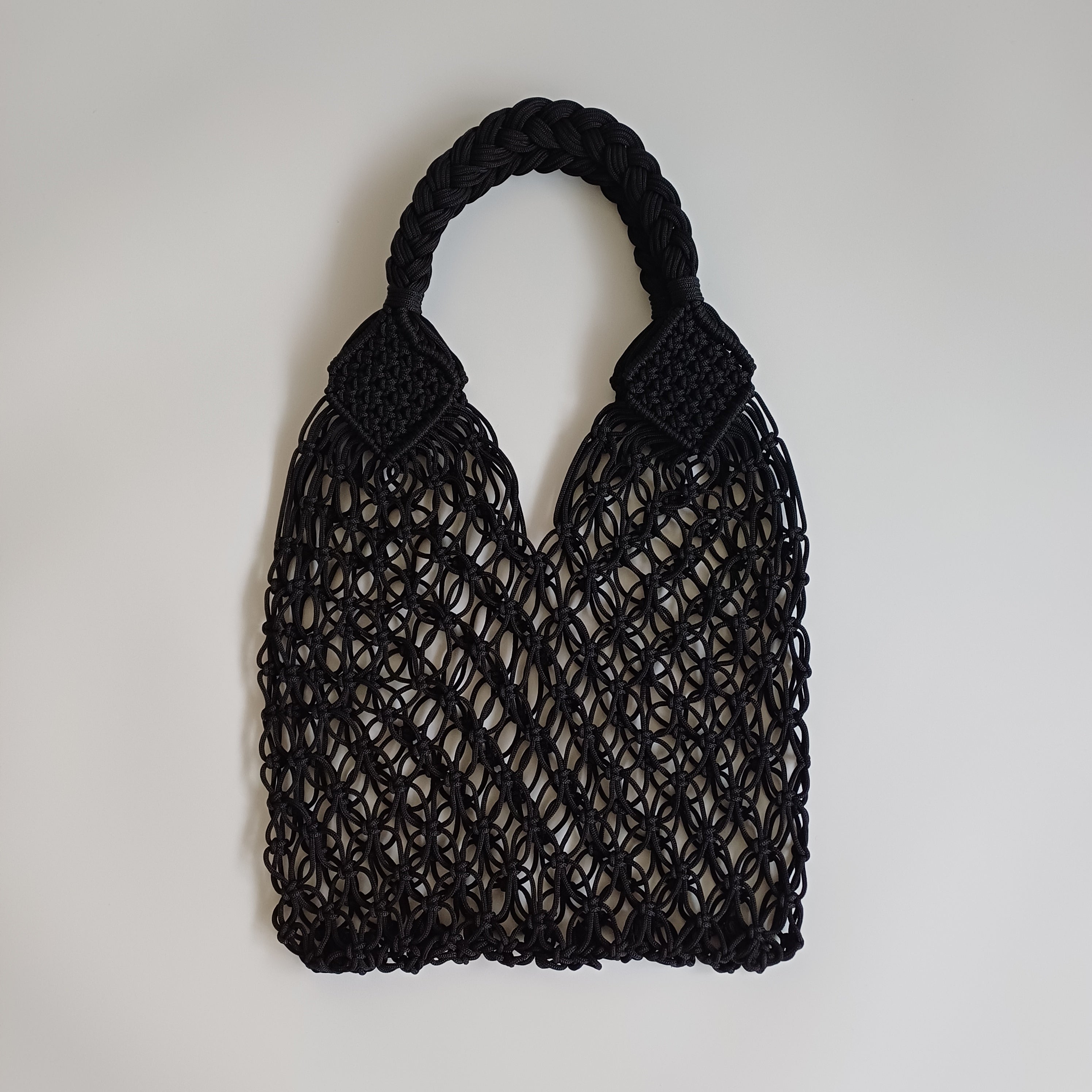 Moroccan Handmade Dark Black Crochet Tote Bag 49x35 CM