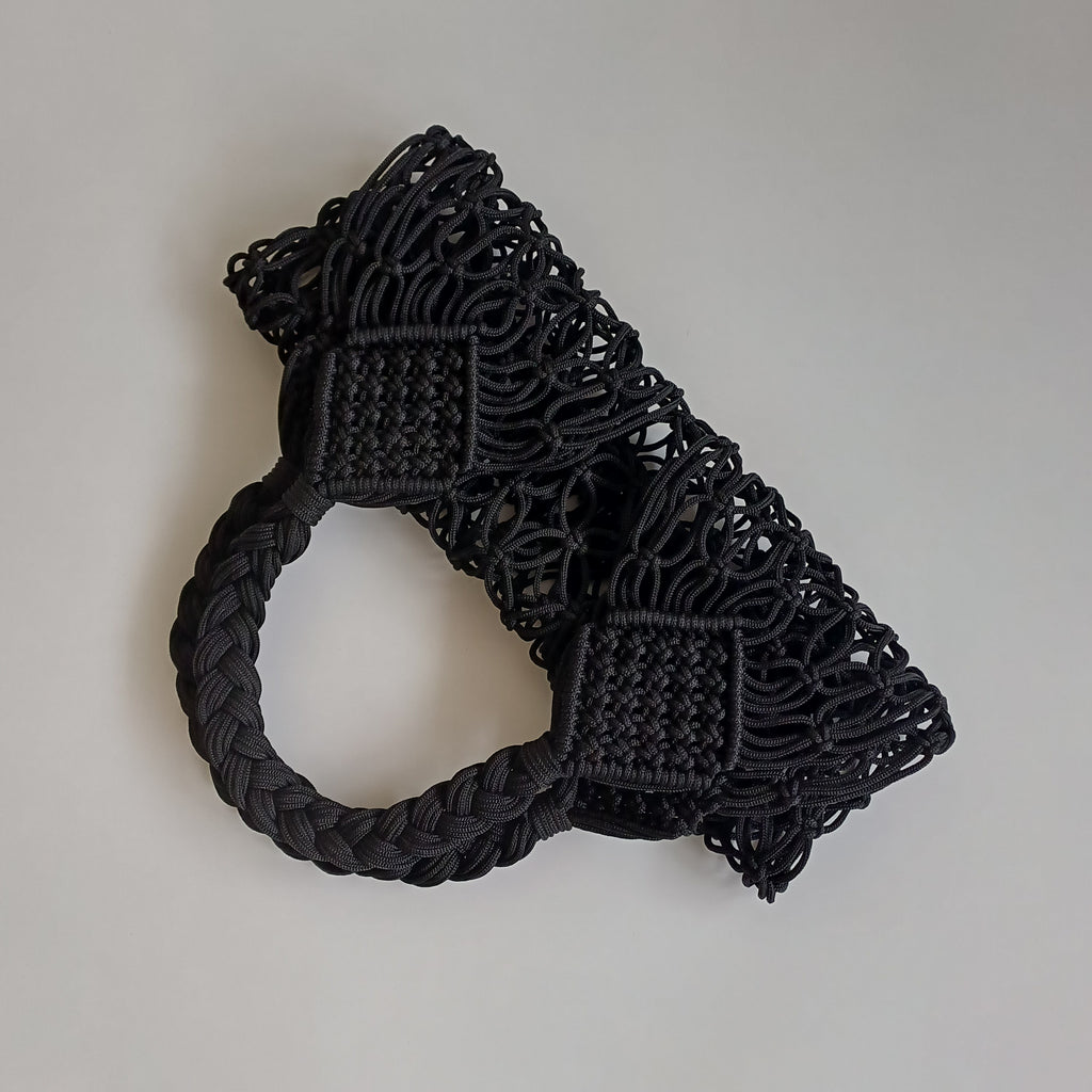 Moroccan Handmade Dark Black Crochet Tote Bag 49x35 CM