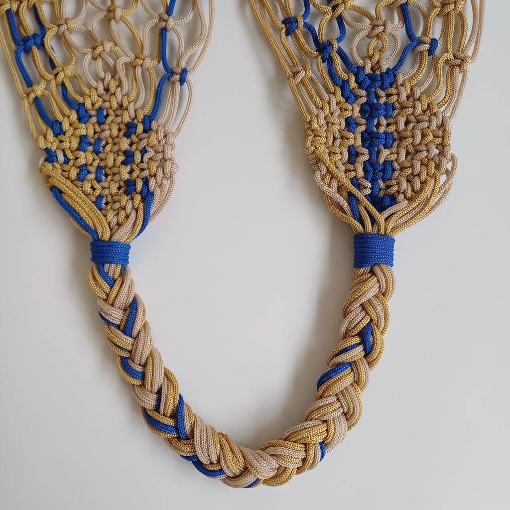 Moroccan Handmade Blue & Beige Crochet Tote Bag 51x34 CM