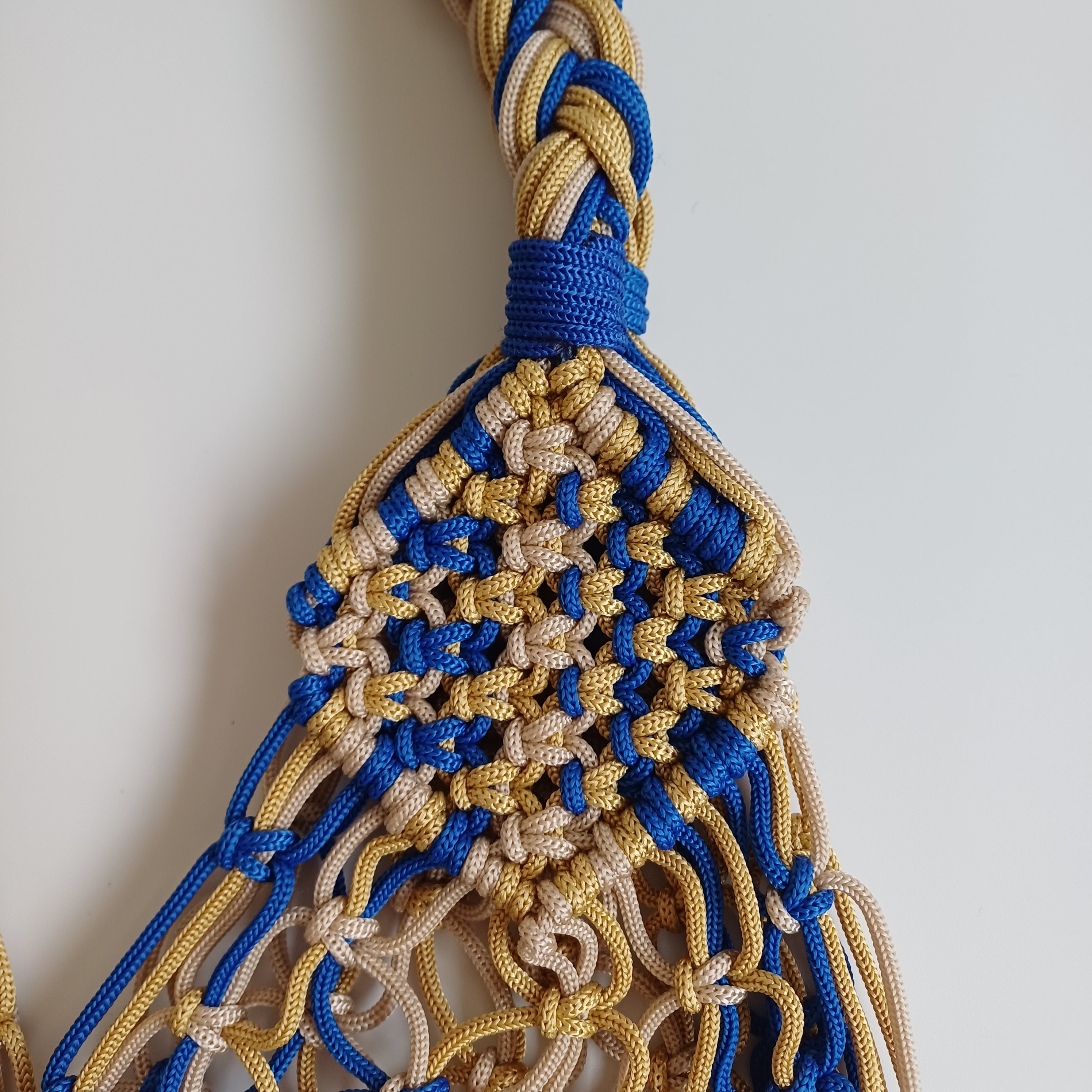 Moroccan Handmade Blue & Beige Crochet Tote Bag 51x34 CM