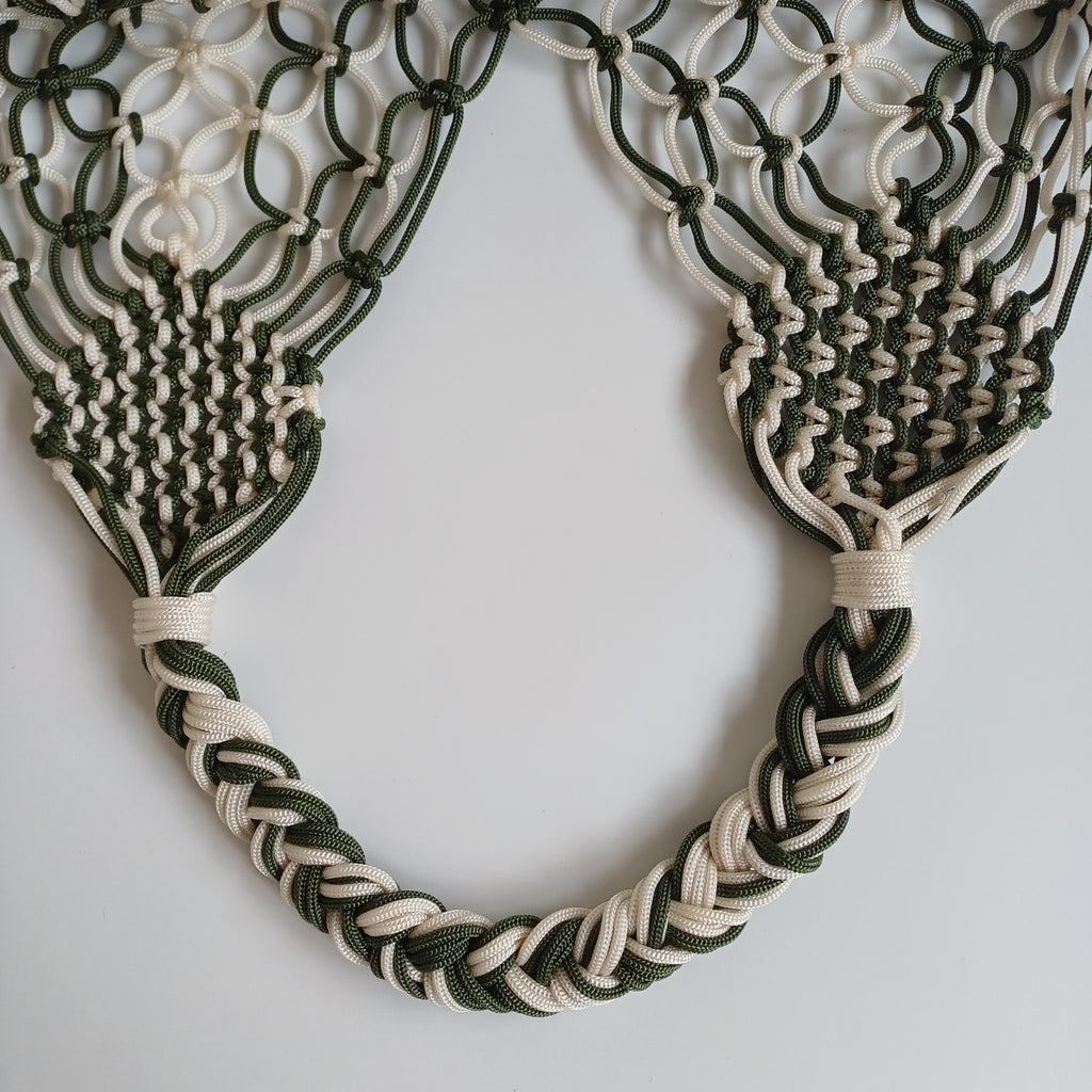 Moroccan Handmade Cream and Olive Green Crochet Tote Bag 51x35 CM