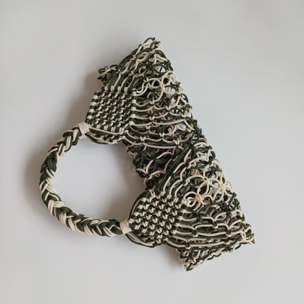 Moroccan Handmade Cream and Olive Green Crochet Tote Bag 51x35 CM