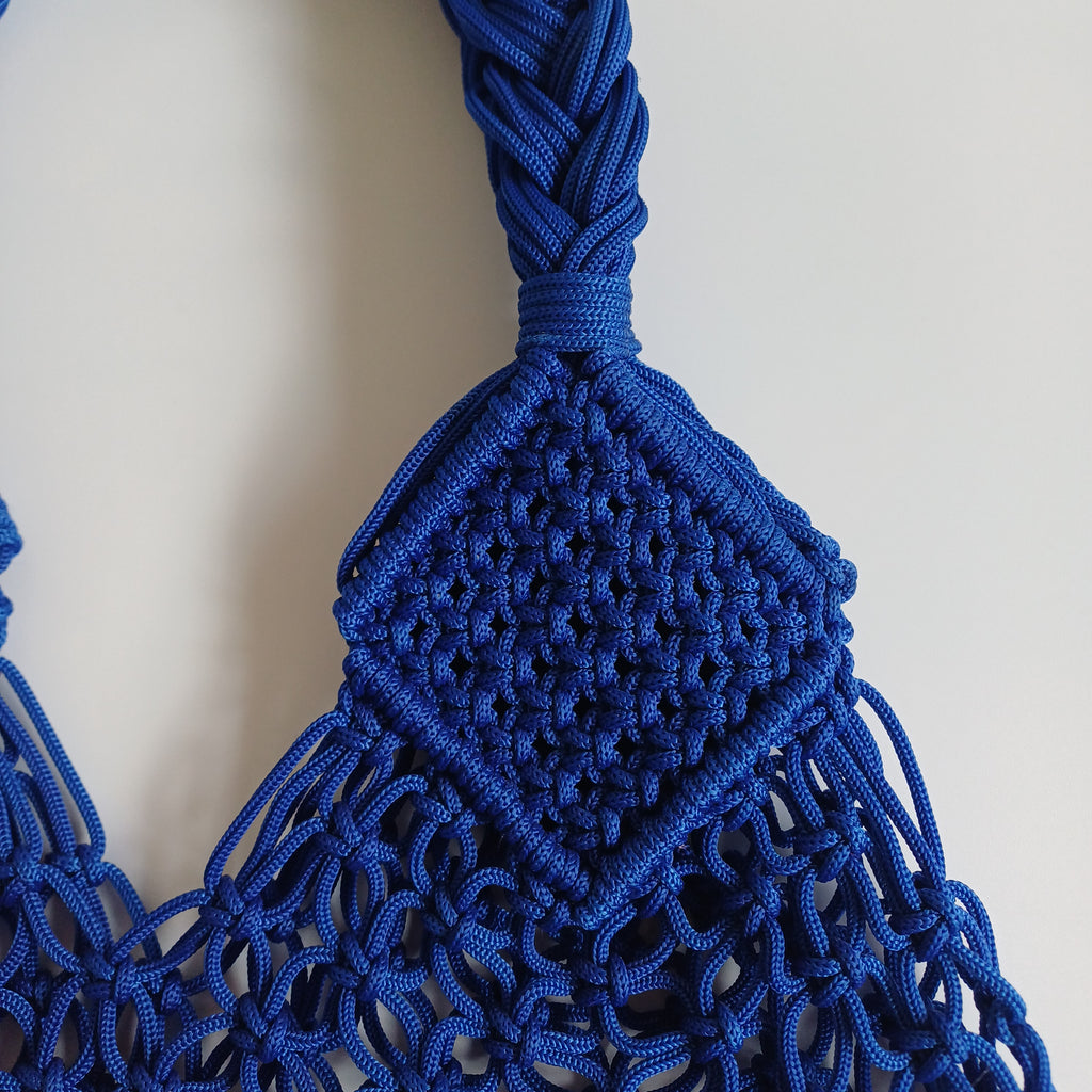Moroccan Handmade Dark Blue Crochet Tote Bag 57x36 CM