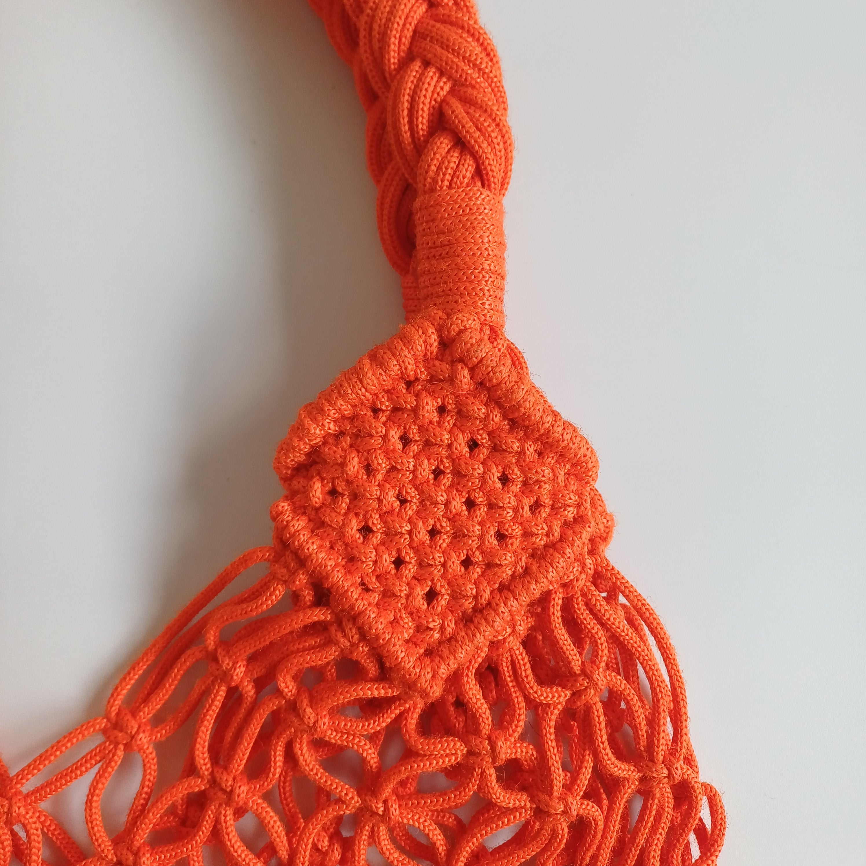 Moroccan Handmade Sunset Orange Crochet Tote Bag 48x28 CM