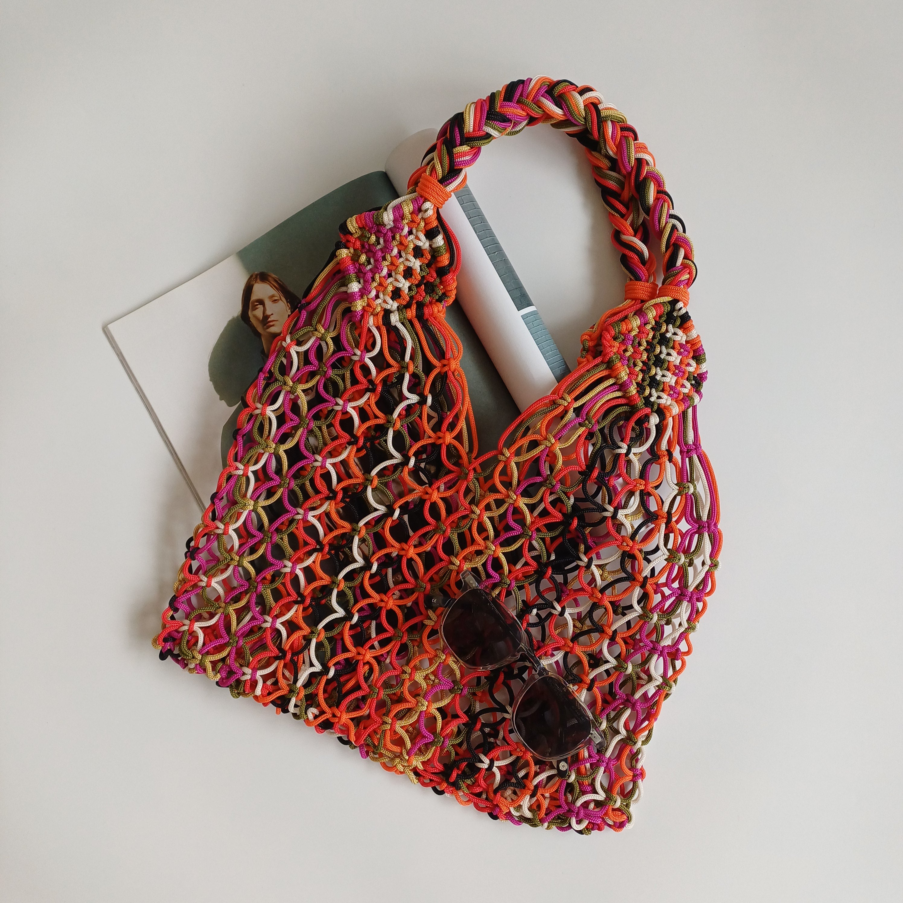 Moroccan Handmade Multicolour Crochet Tote Bag 46x32 CM