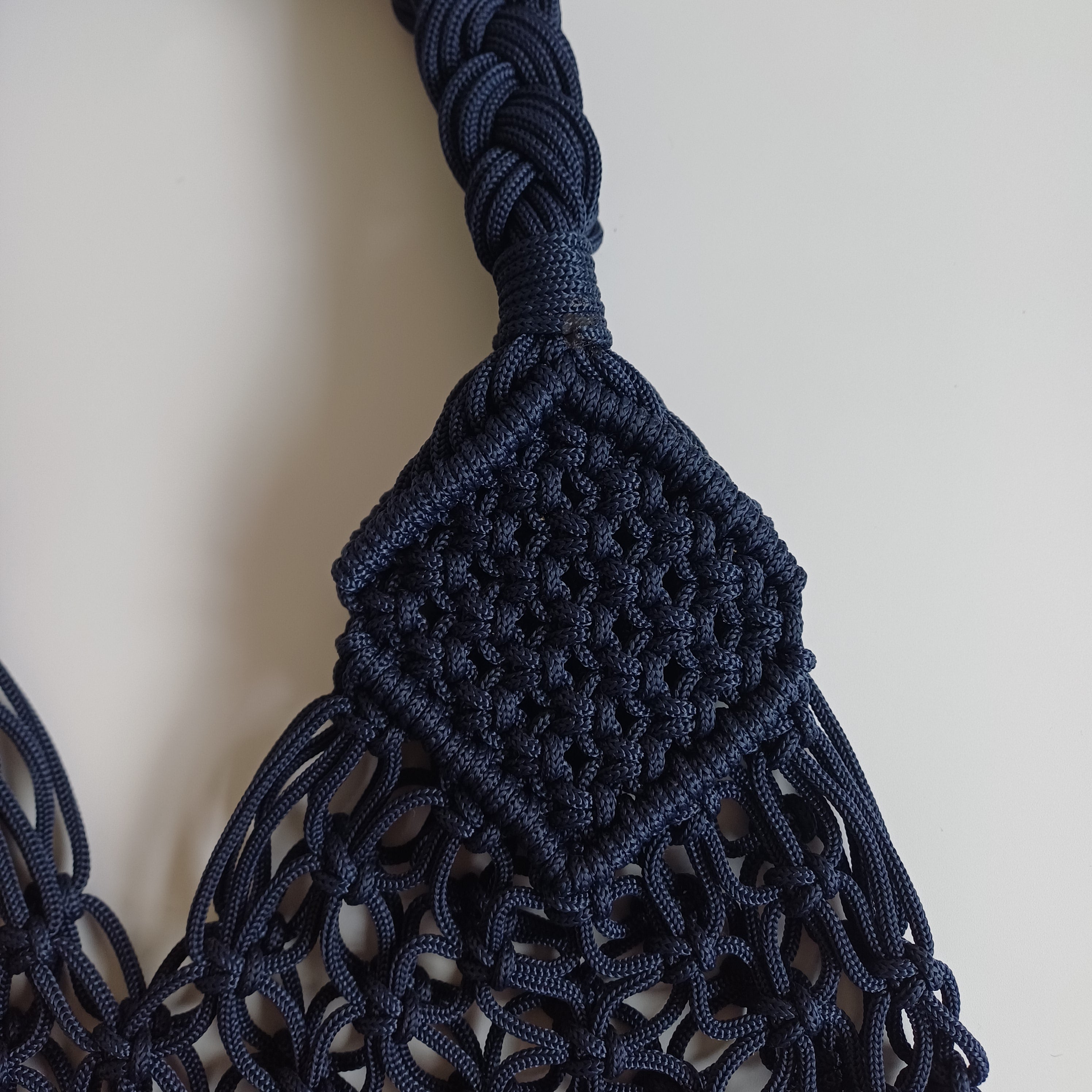 Moroccan Handmade Dark Black Crochet Tote Bag  50x30 CM