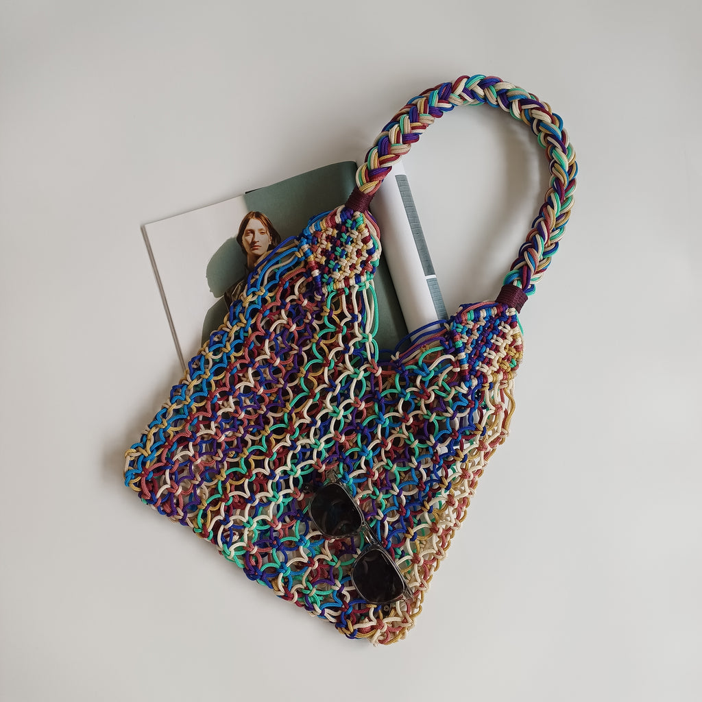 Moroccan Handmade Multicolour Crochet Tote Bag 53x30 CM