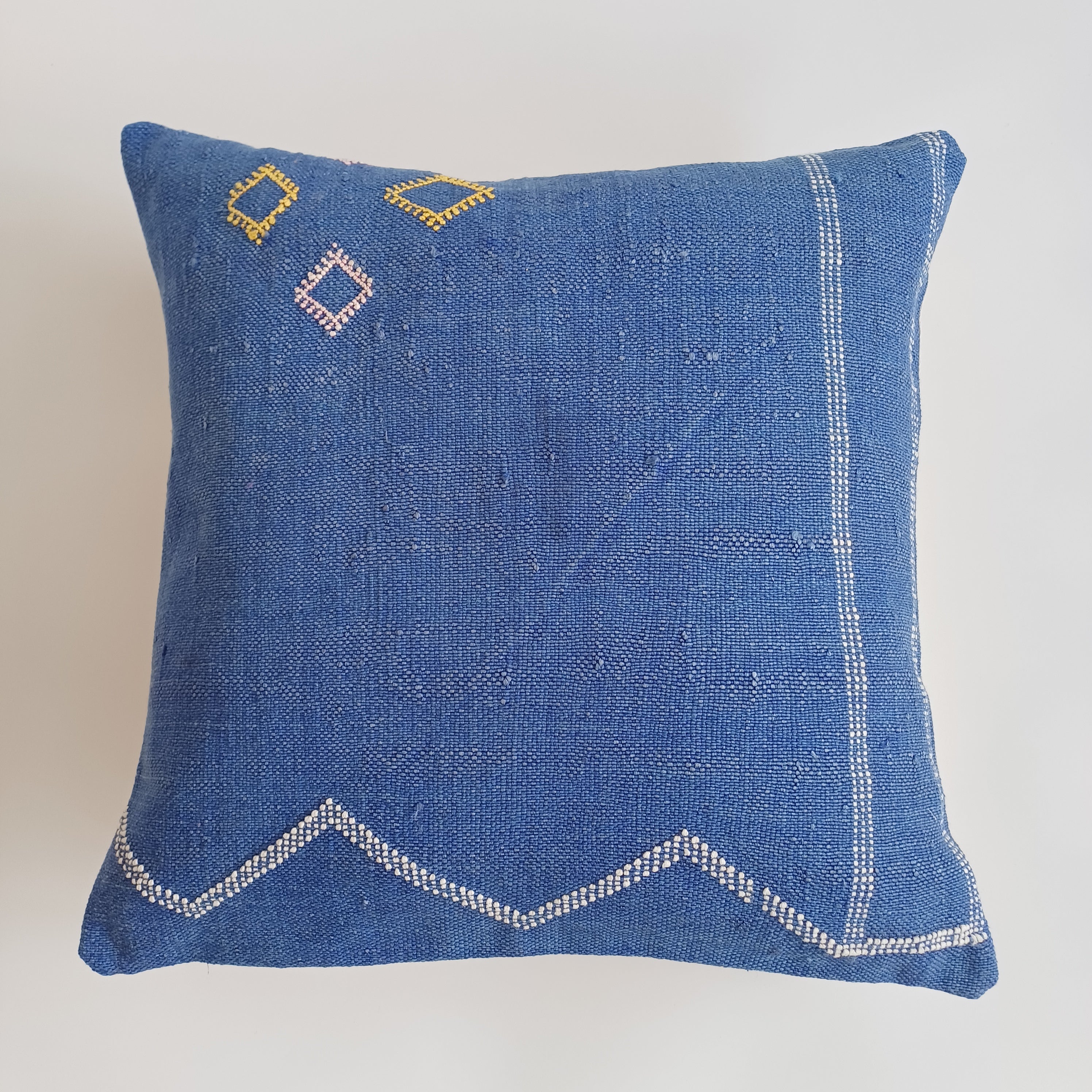 Moroccan Handmade Blue Cactus Silk Cushion Cover 20''x20'' / 50x50 CM