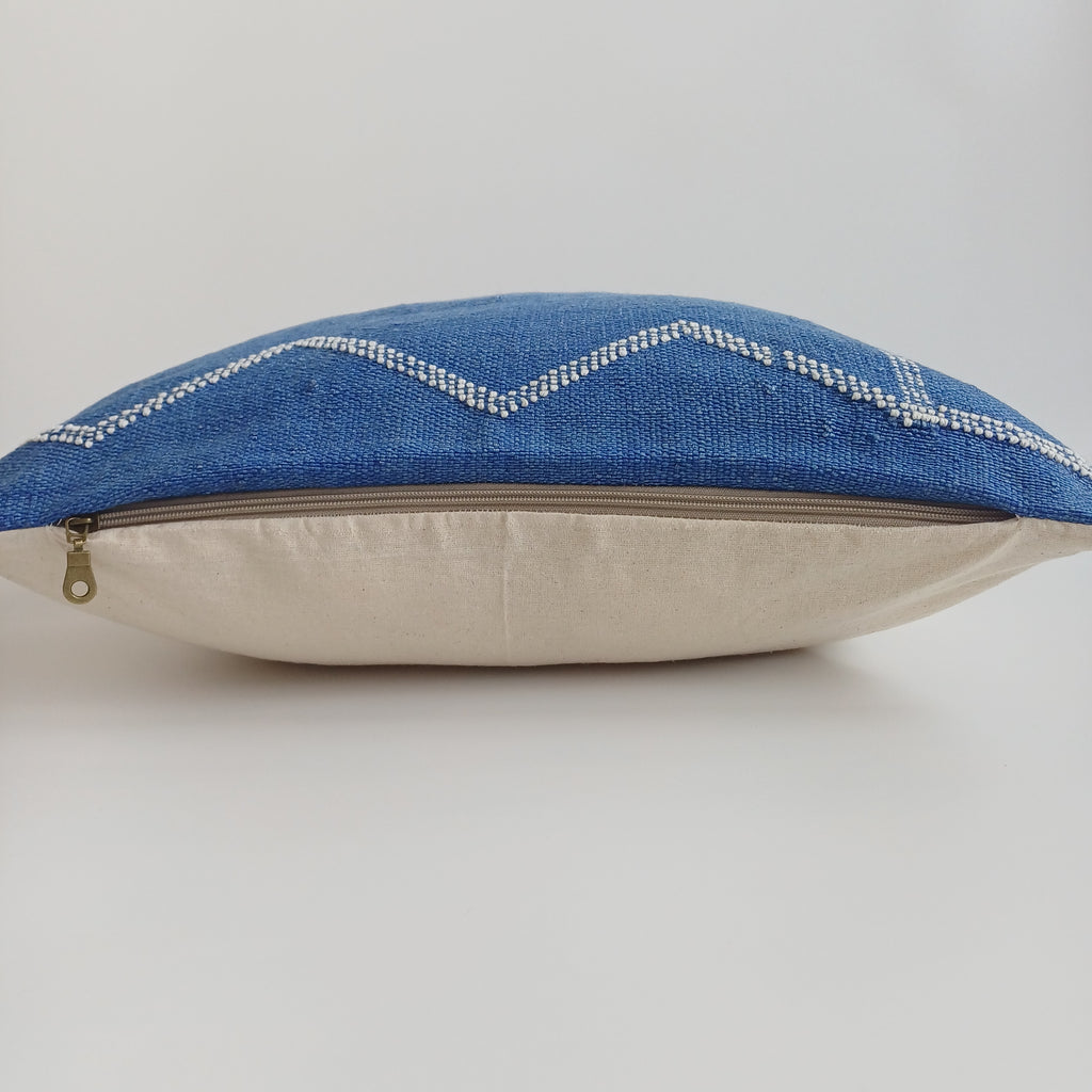 Moroccan Handmade Blue Cactus Silk Cushion Cover 20''x20'' / 50x50 CM