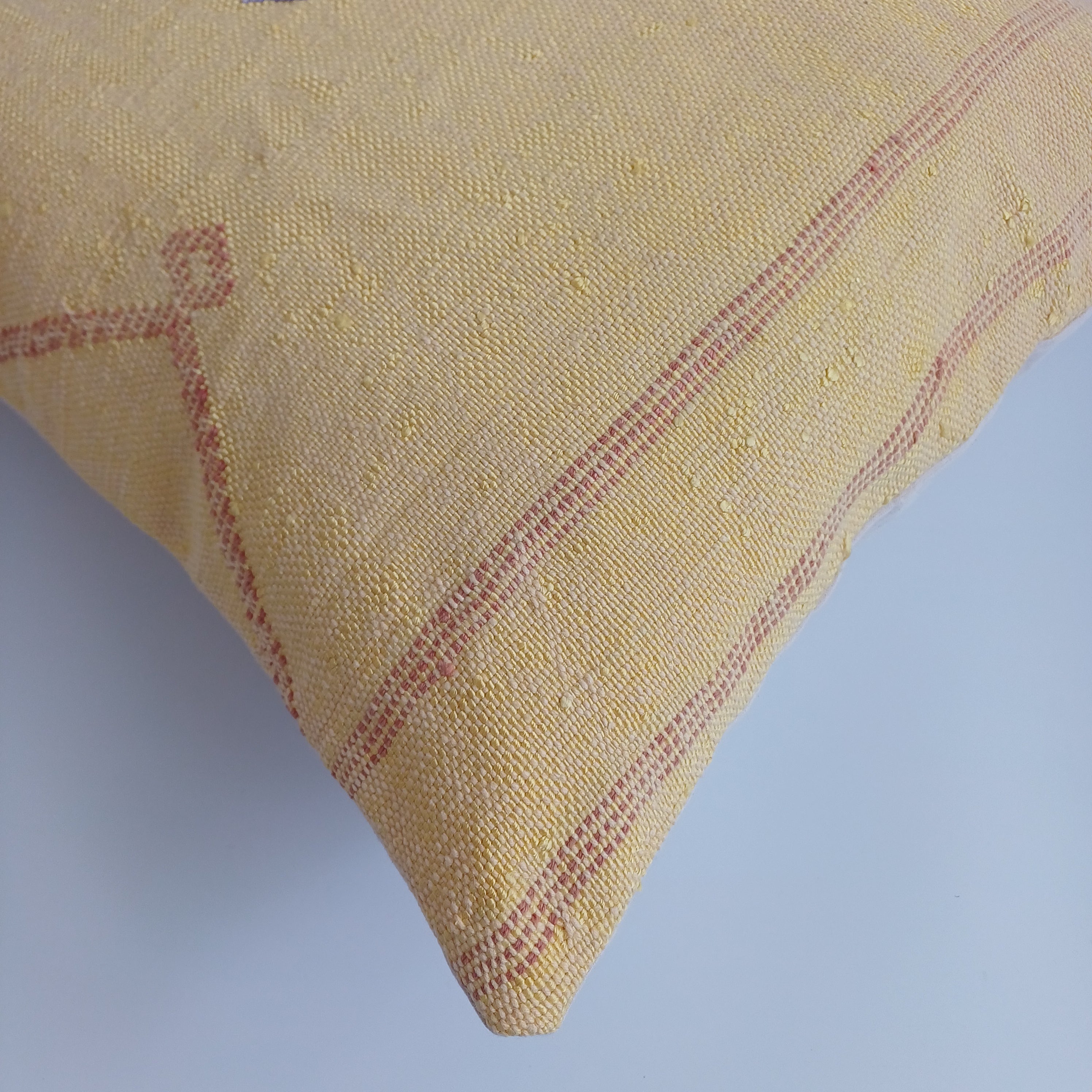 Moroccan Handmade Light Mustard Cactus Silk Cushion Cover 20''x20'' / 50x50 CM