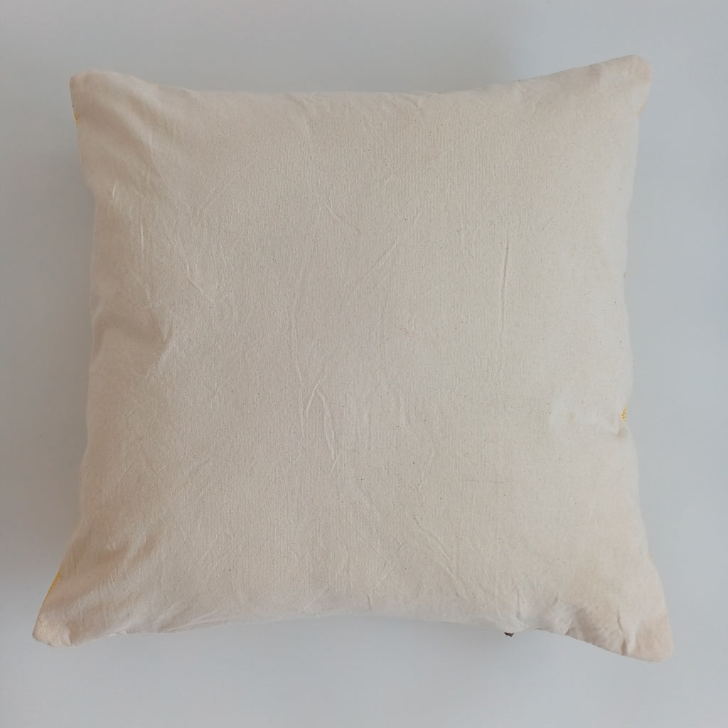Moroccan Handmade Light Mustard Cactus Silk Cushion Cover 20''x20'' / 50x50 CM