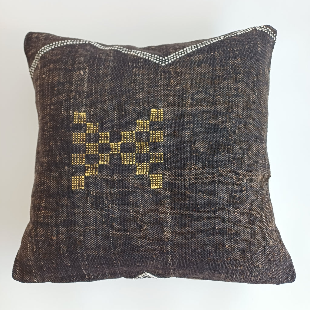 Moroccan Handmade Brown Cactus Silk Cushion Cover 20''x20'' / 50x50 CM