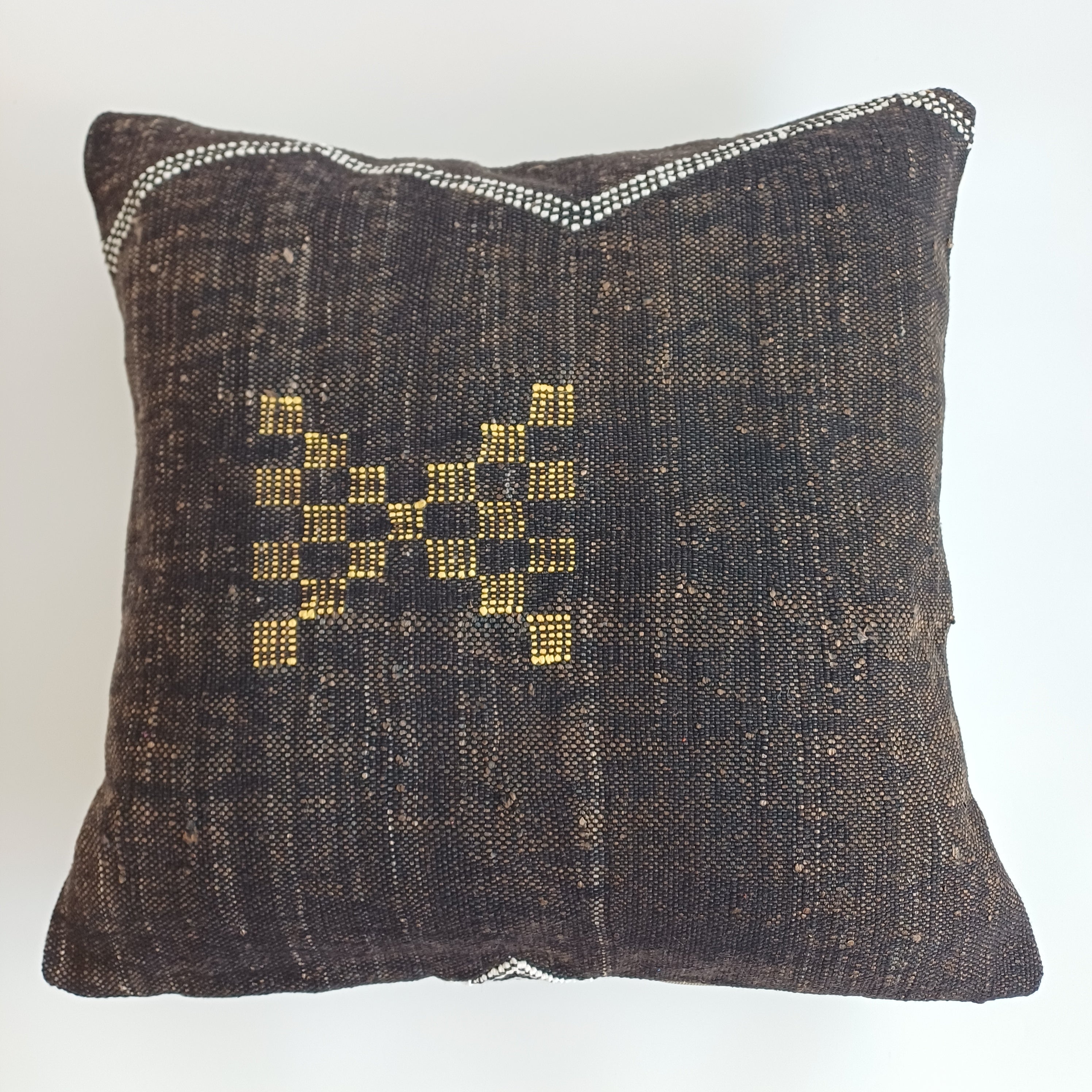 Moroccan Handmade Brown Cactus Silk Cushion Cover 20''x20'' / 50x50 CM