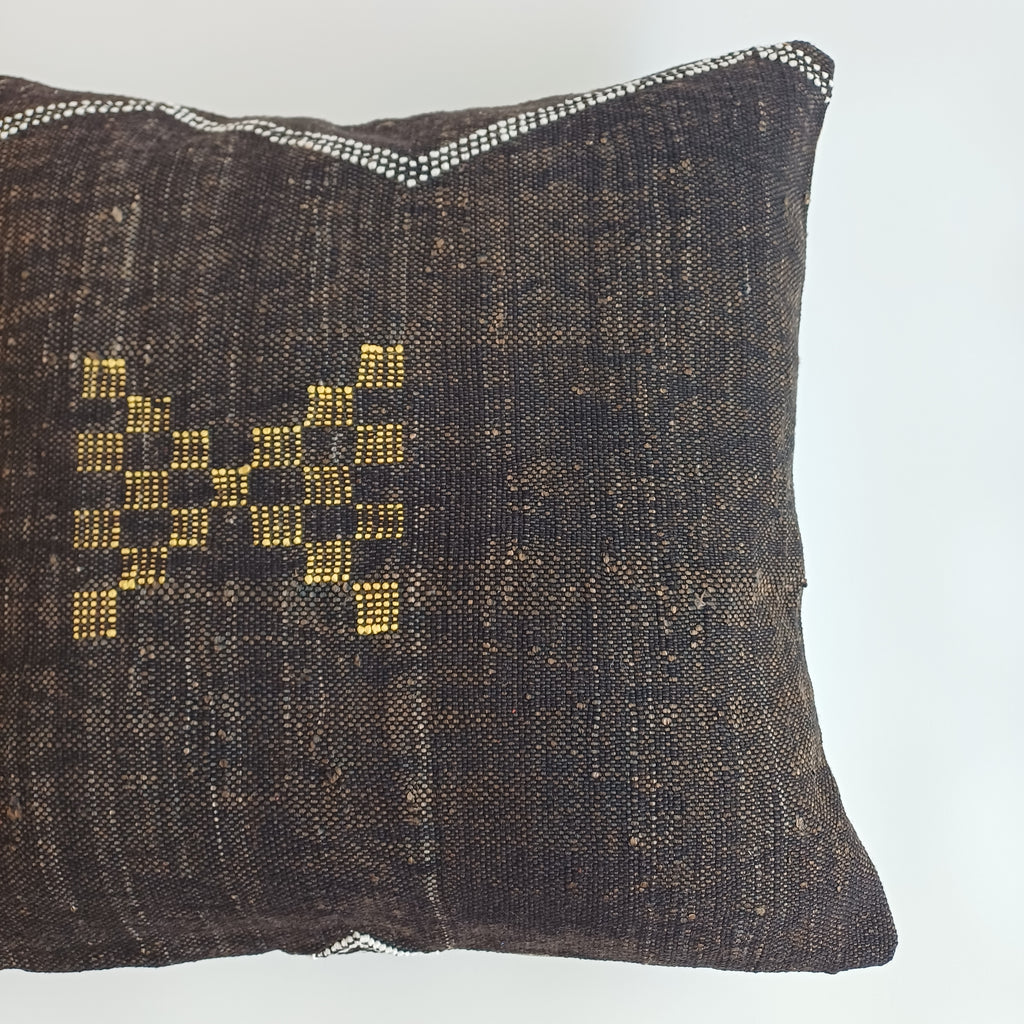 Moroccan Handmade Brown Cactus Silk Cushion Cover 20''x20'' / 50x50 CM