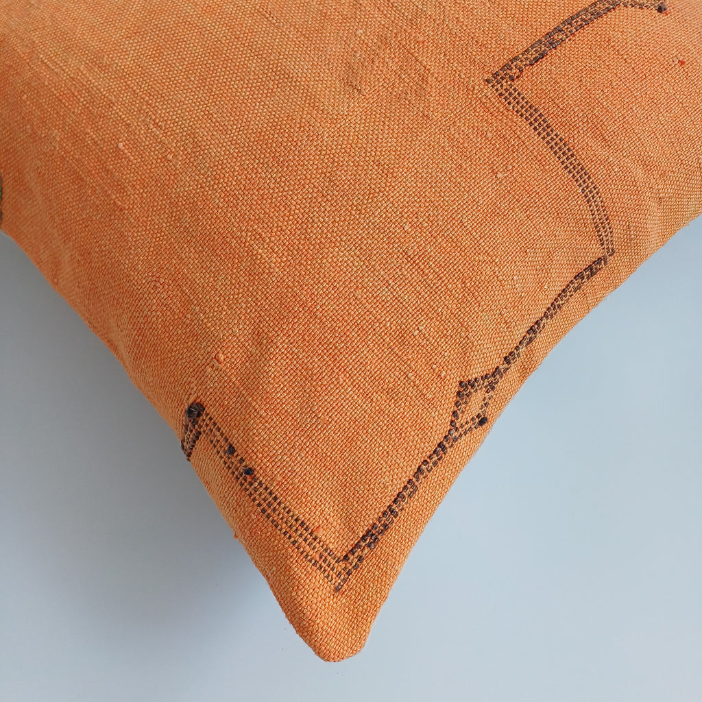 Moroccan Handmade Burnt Orange Cactus Silk Cushion Cover 20''x20'' / 50x50 CM