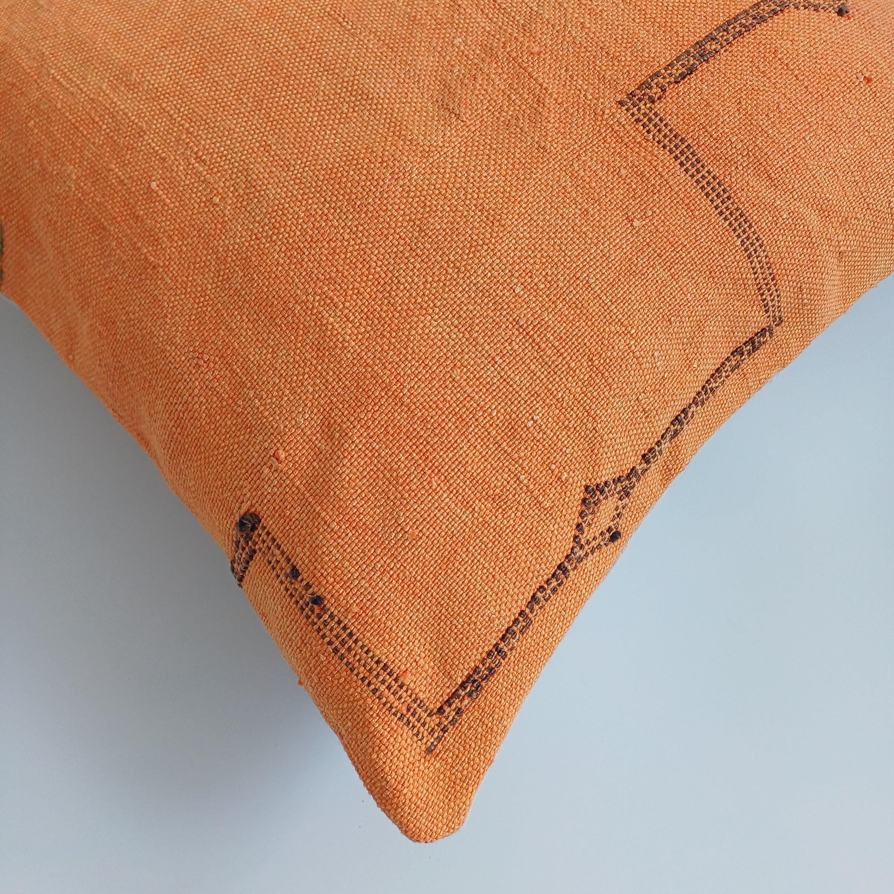 Moroccan Handmade Burnt Orange Cactus Silk Cushion Cover 20''x20'' / 50x50 CM