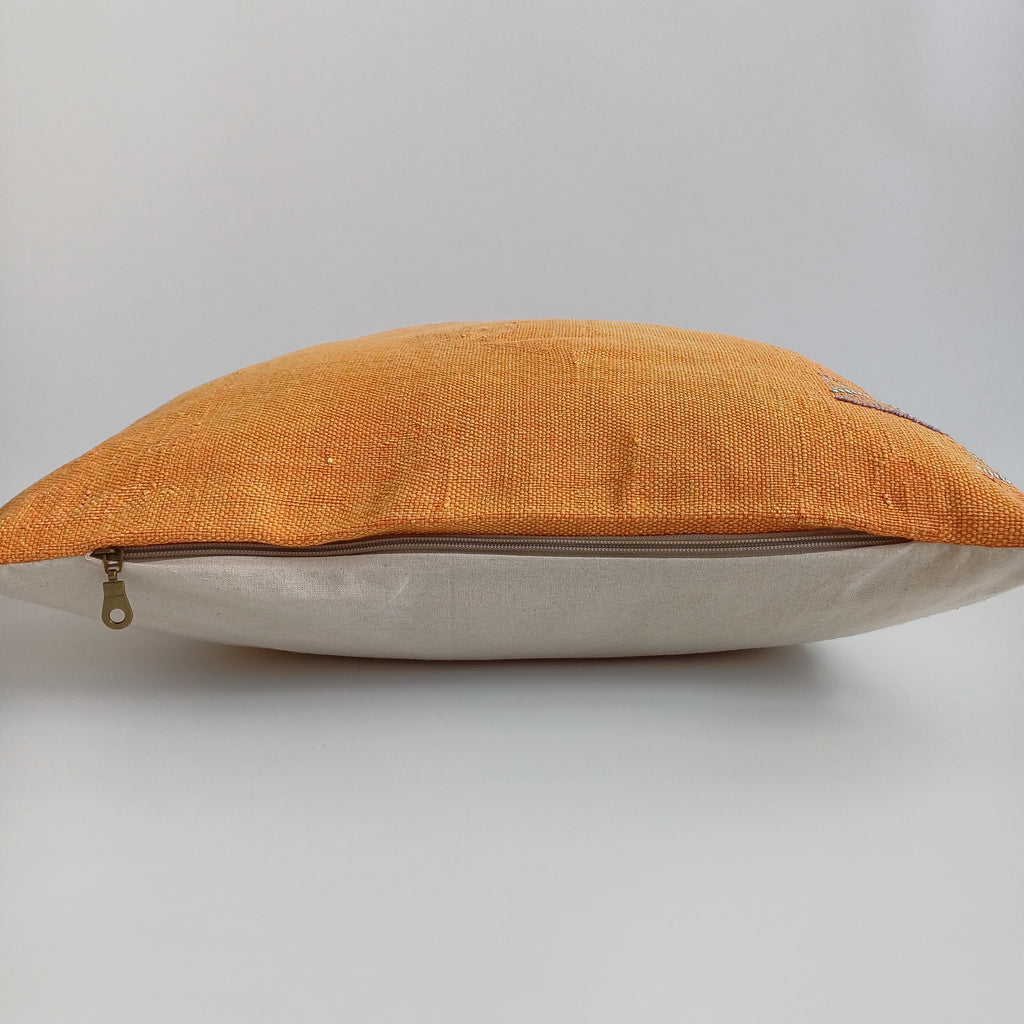Moroccan Handmade Burnt Orange Cactus Silk Cushion Cover 20''x20'' / 50x50 CM