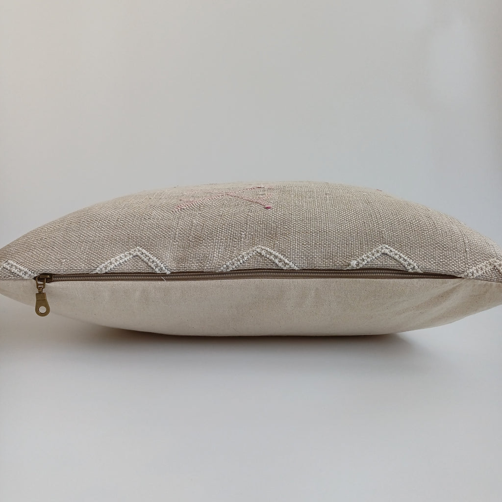 Moroccan Handmade Oatmeal Cactus Silk Cushion Cover 20''x20'' / 50x50 CM