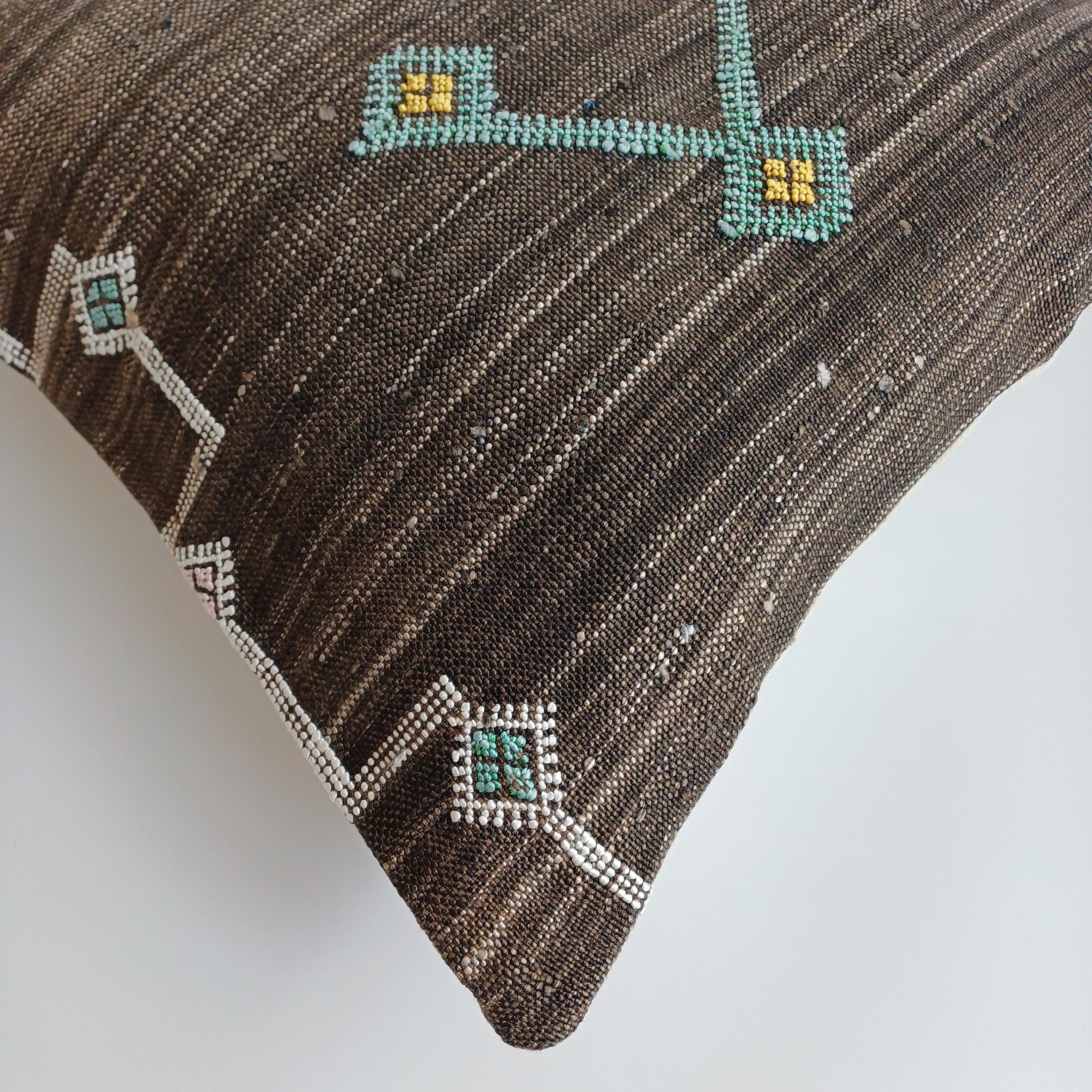 Moroccan Handmade Brown Cactus Silk Cushion Cover 20''x20'' / 50x50 CM