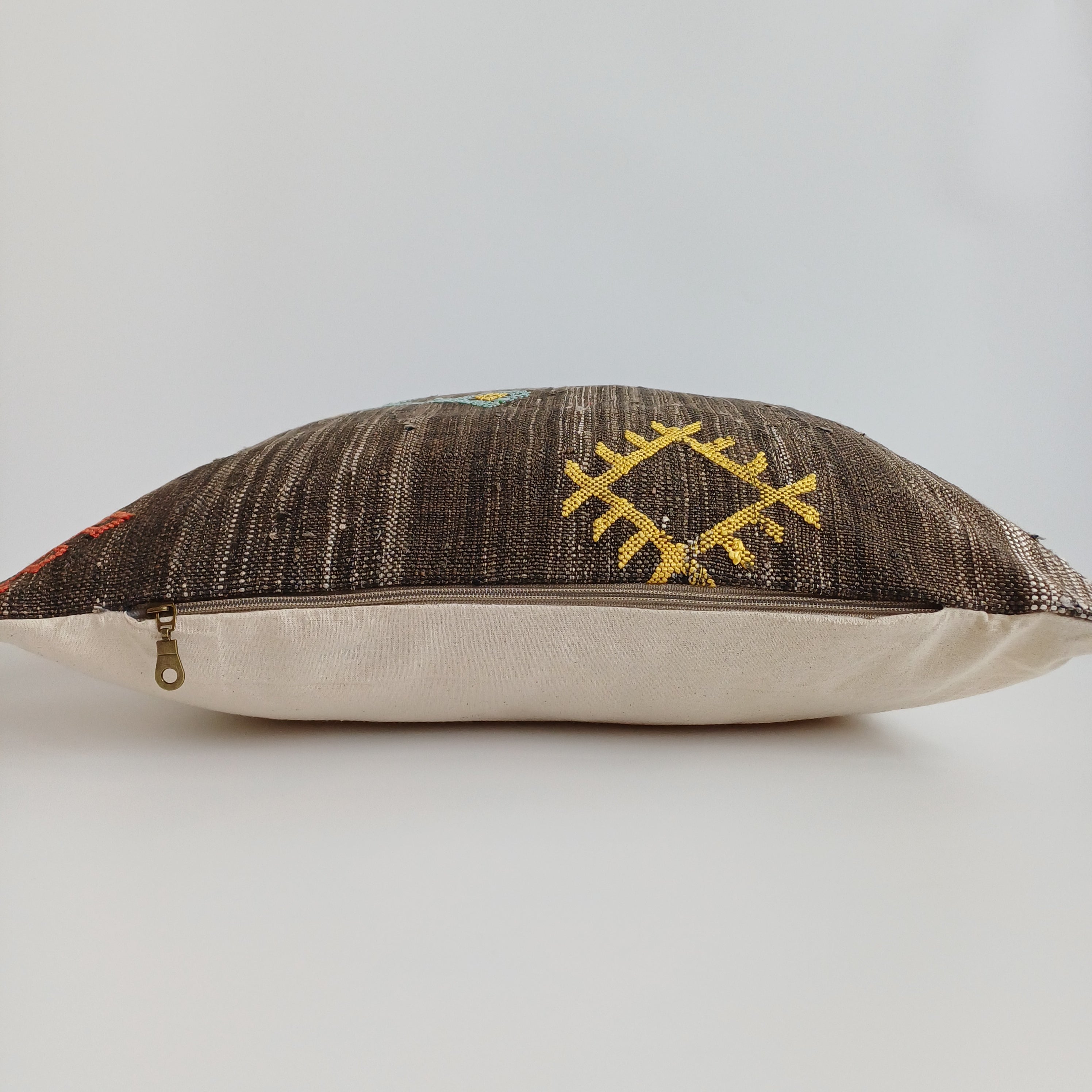Moroccan Handmade Brown Cactus Silk Cushion Cover 20''x20'' / 50x50 CM