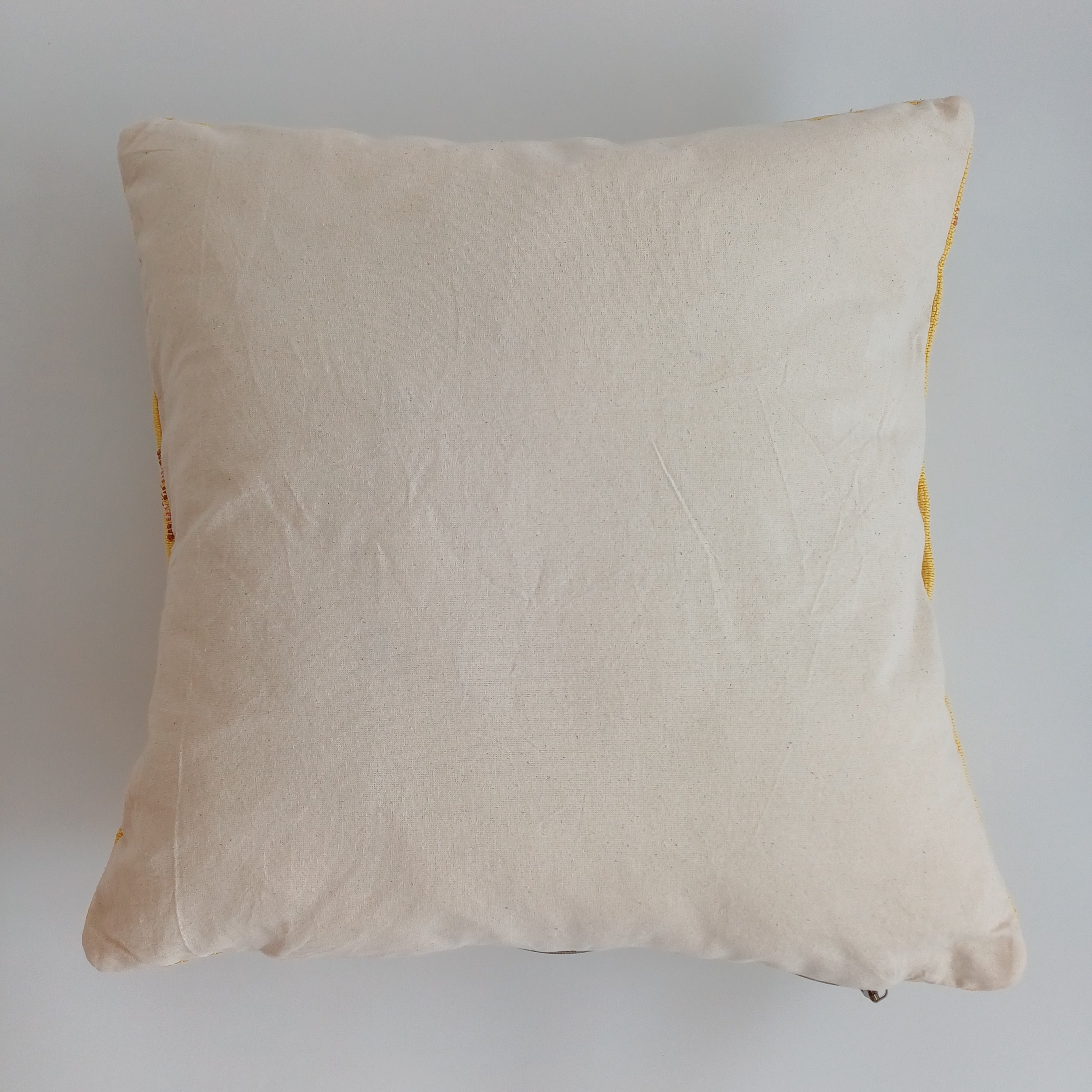Moroccan Handmade Mustard Yellow Cactus Silk Cushion Cover 20''x20'' / 50x50 CM