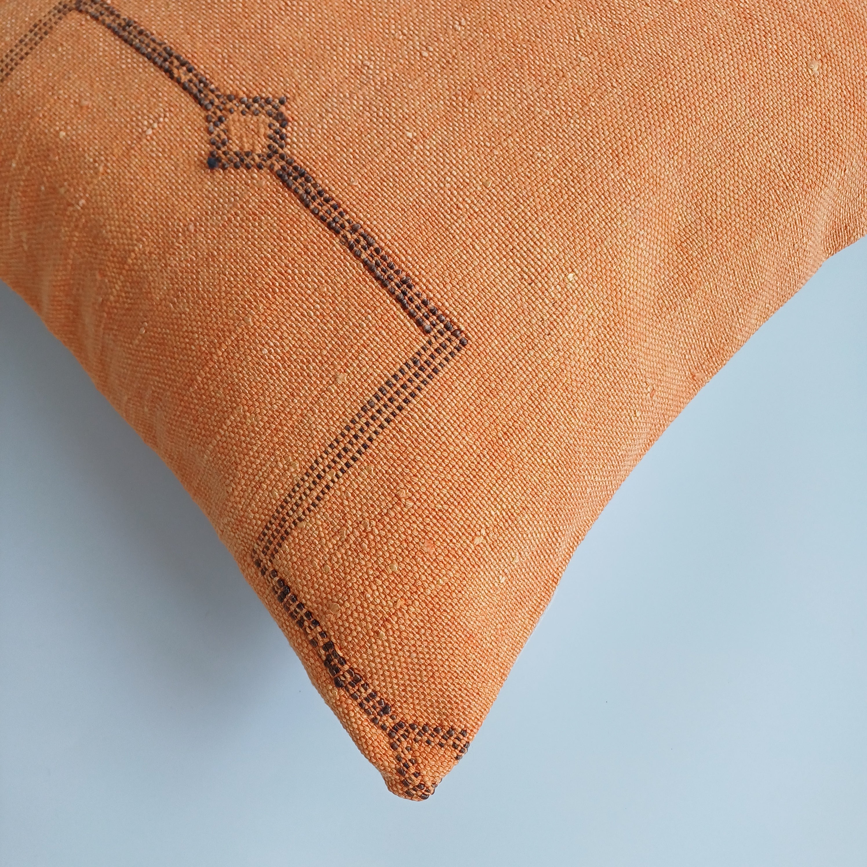 Moroccan Handmade Orange Cactus Silk Cushion Cover 20''x20'' / 50x50 CM