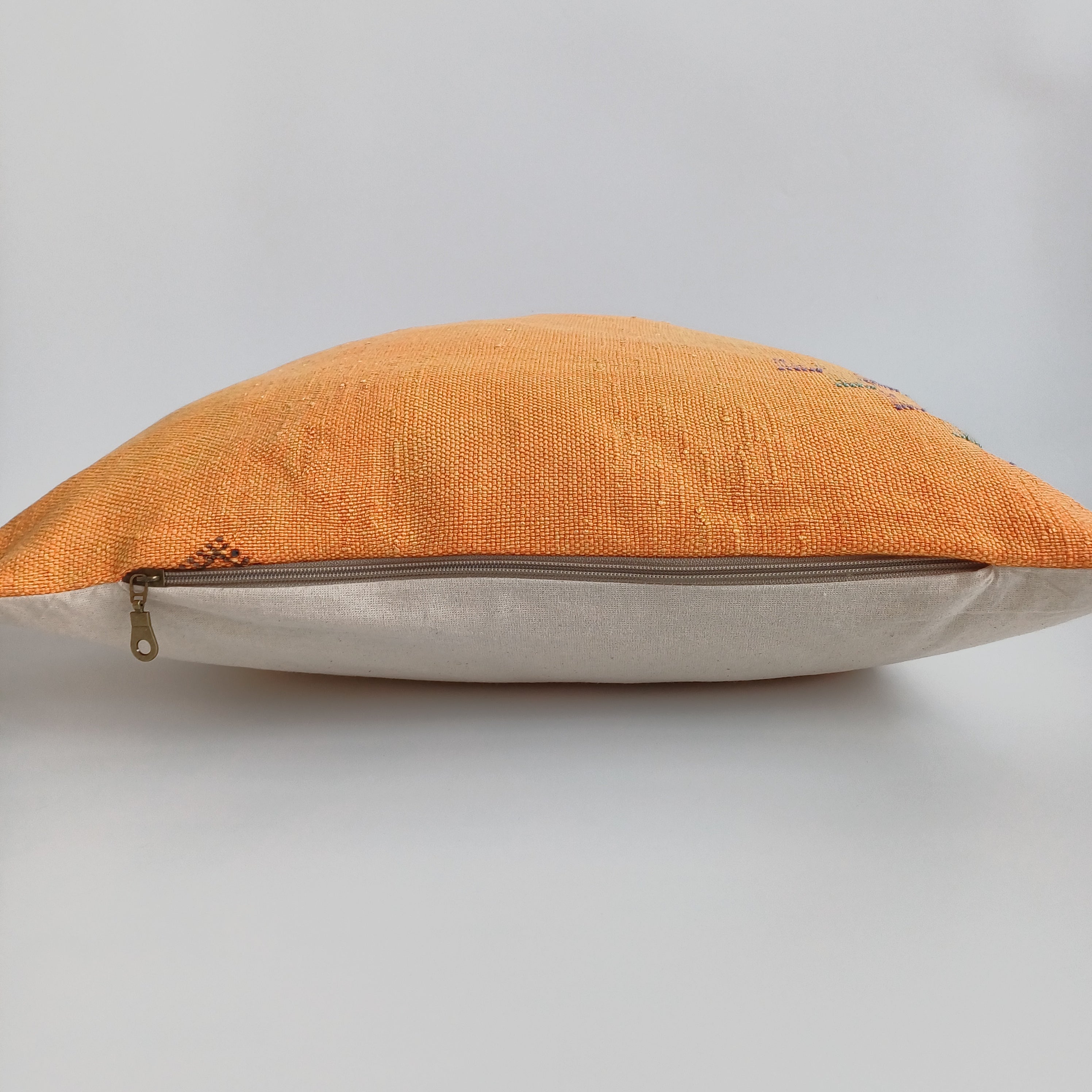 Moroccan Handmade Orange Cactus Silk Cushion Cover 20''x20'' / 50x50 CM