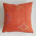 Moroccan Handmade Red Cactus Silk Cushion Cover 20''x20'' / 50x50 CM