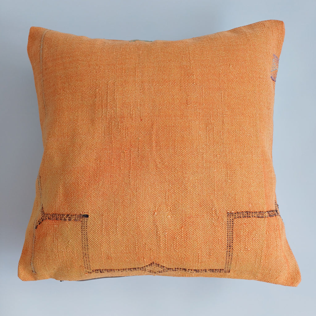 Moroccan Handmade Orange Cactus Silk Cushion Cover 20''x20'' / 50x50 CM