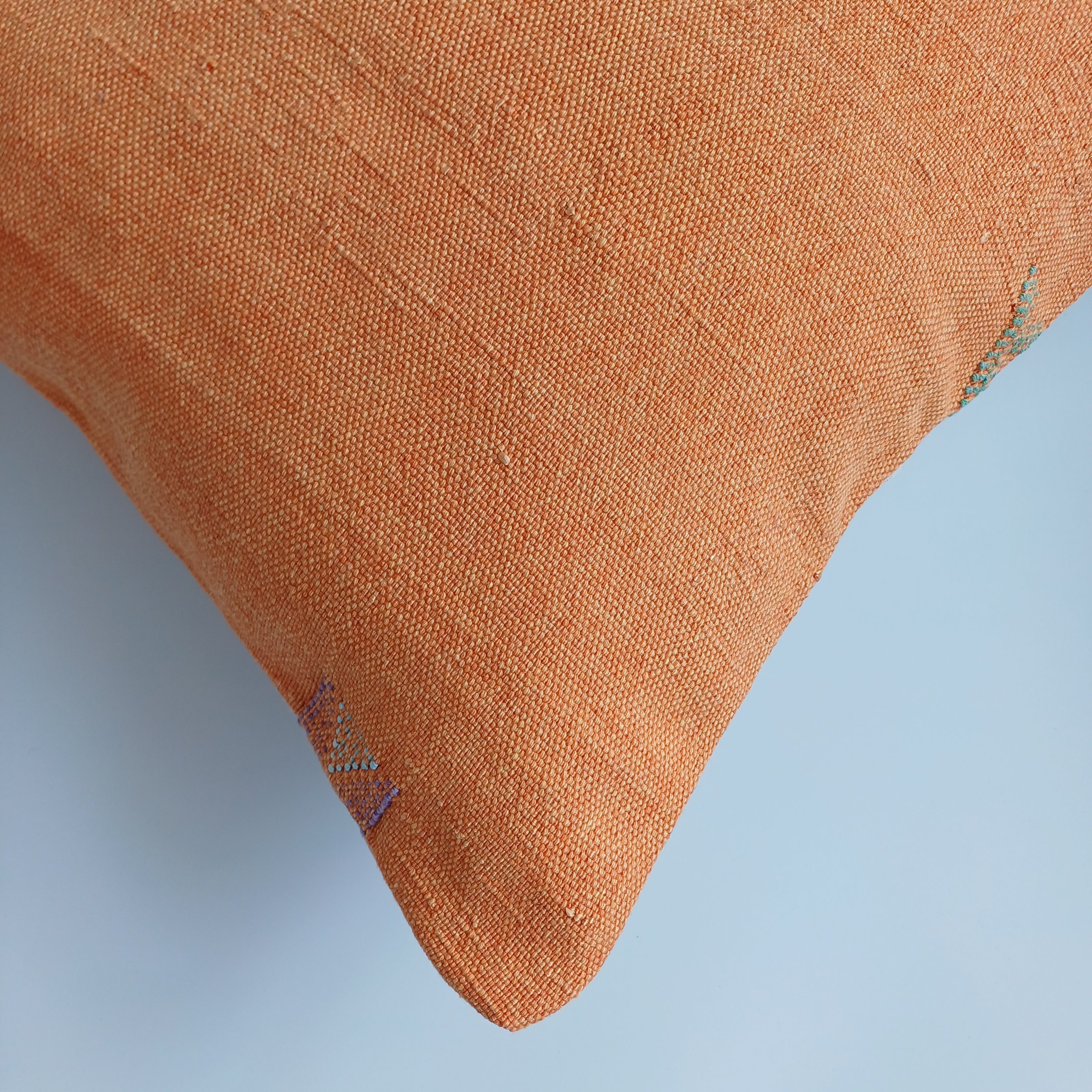 Moroccan Handmade Orange Cactus Silk Cushion Cover 20''x20'' / 50x50 CM