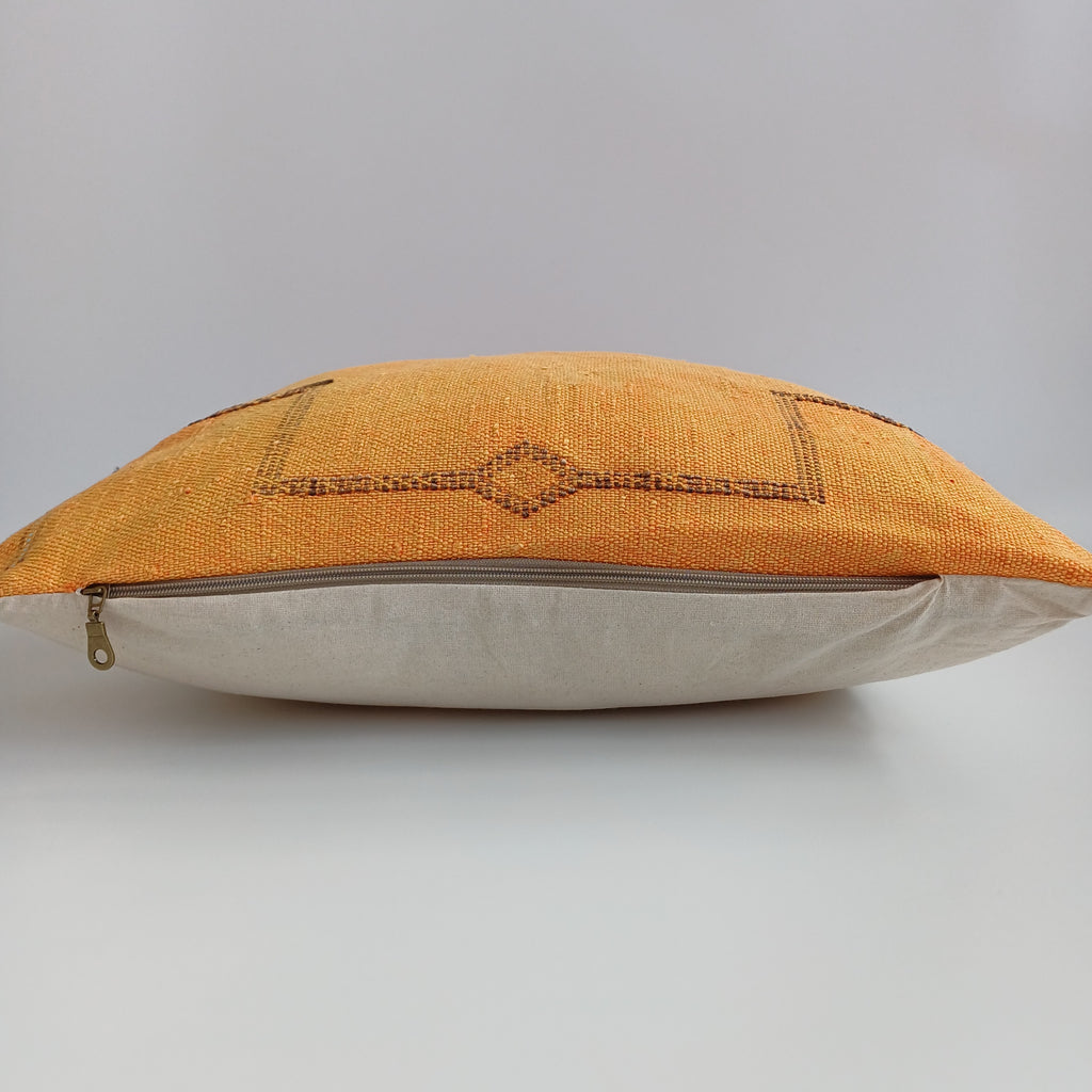 Moroccan Handmade Orange Cactus Silk Cushion Cover 20''x20'' / 50x50 CM