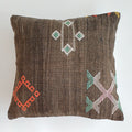 Moroccan Handmade Charcoal Brown Cactus Silk Cushion Cover 20''x20'' / 50x50 CM