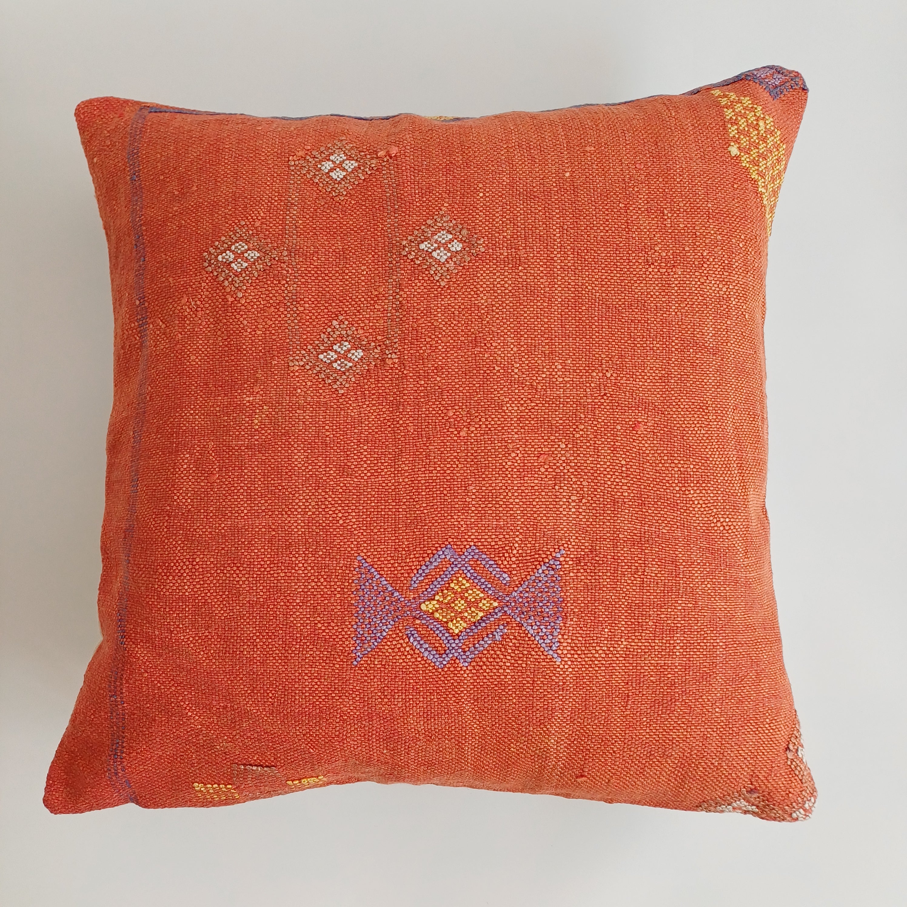 Moroccan Handmade Red Cactus Silk Cushion Cover 20''x20'' / 50x50 CM
