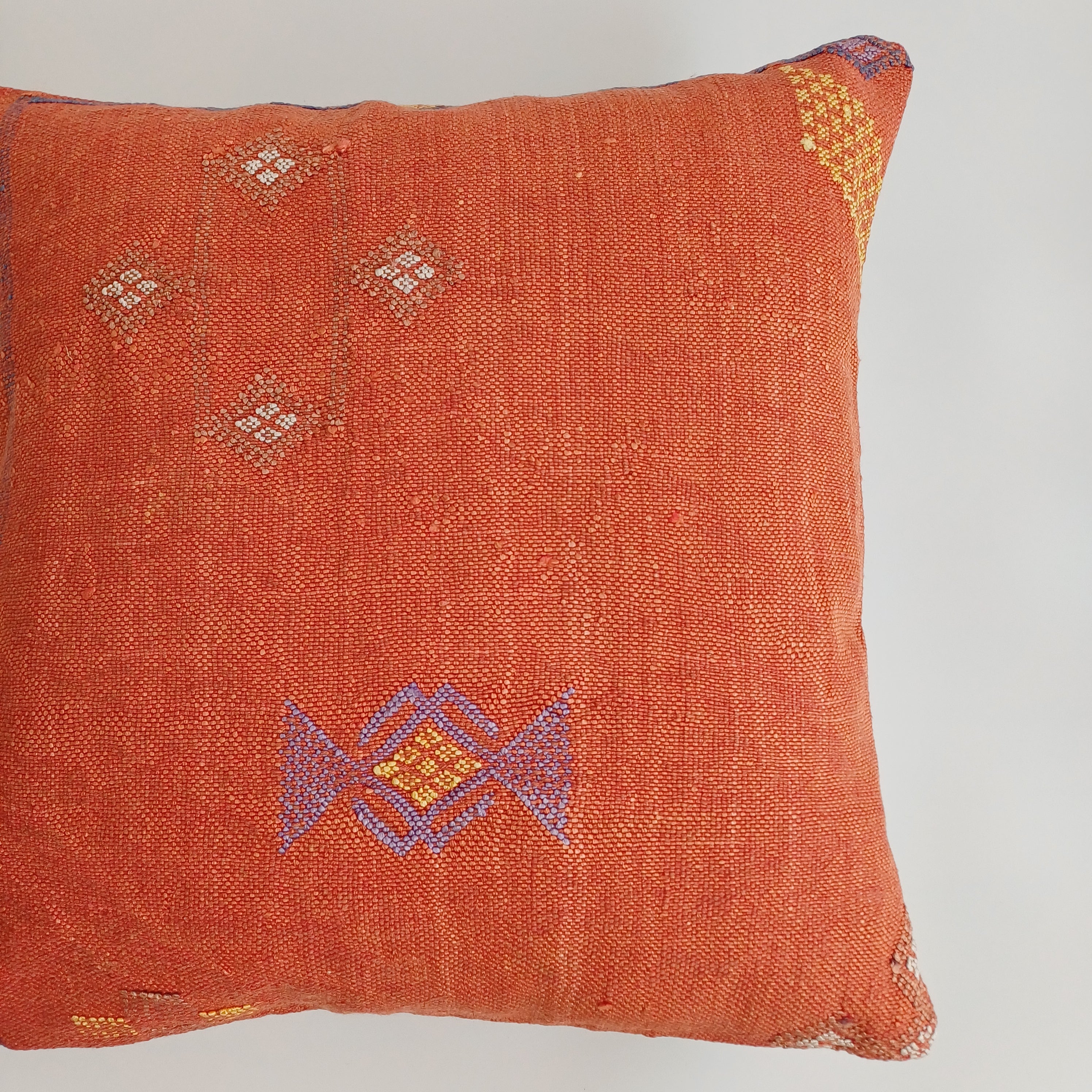 Moroccan Handmade Red Cactus Silk Cushion Cover 20''x20'' / 50x50 CM