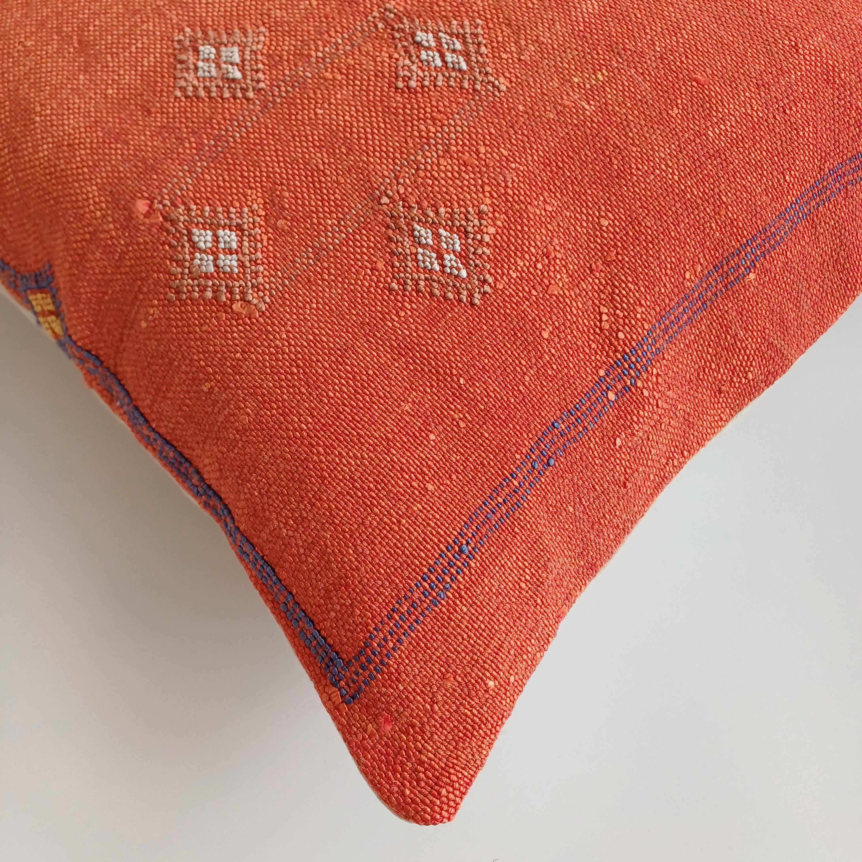 Moroccan Handmade Red Cactus Silk Cushion Cover 20''x20'' / 50x50 CM