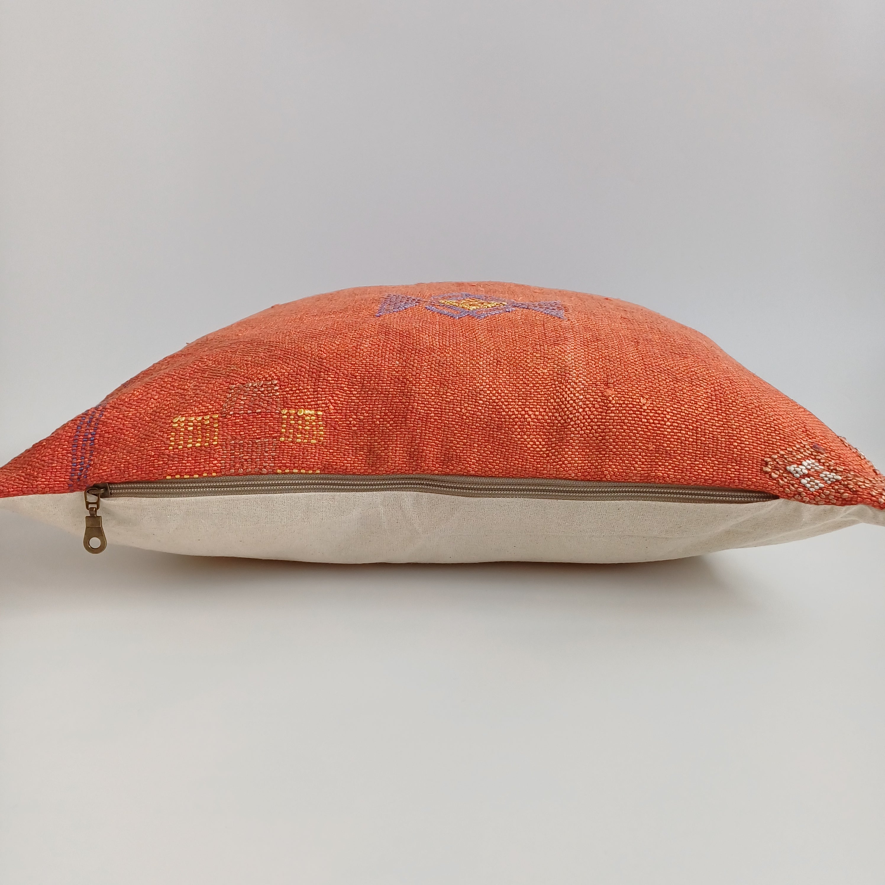 Moroccan Handmade Red Cactus Silk Cushion Cover 20''x20'' / 50x50 CM