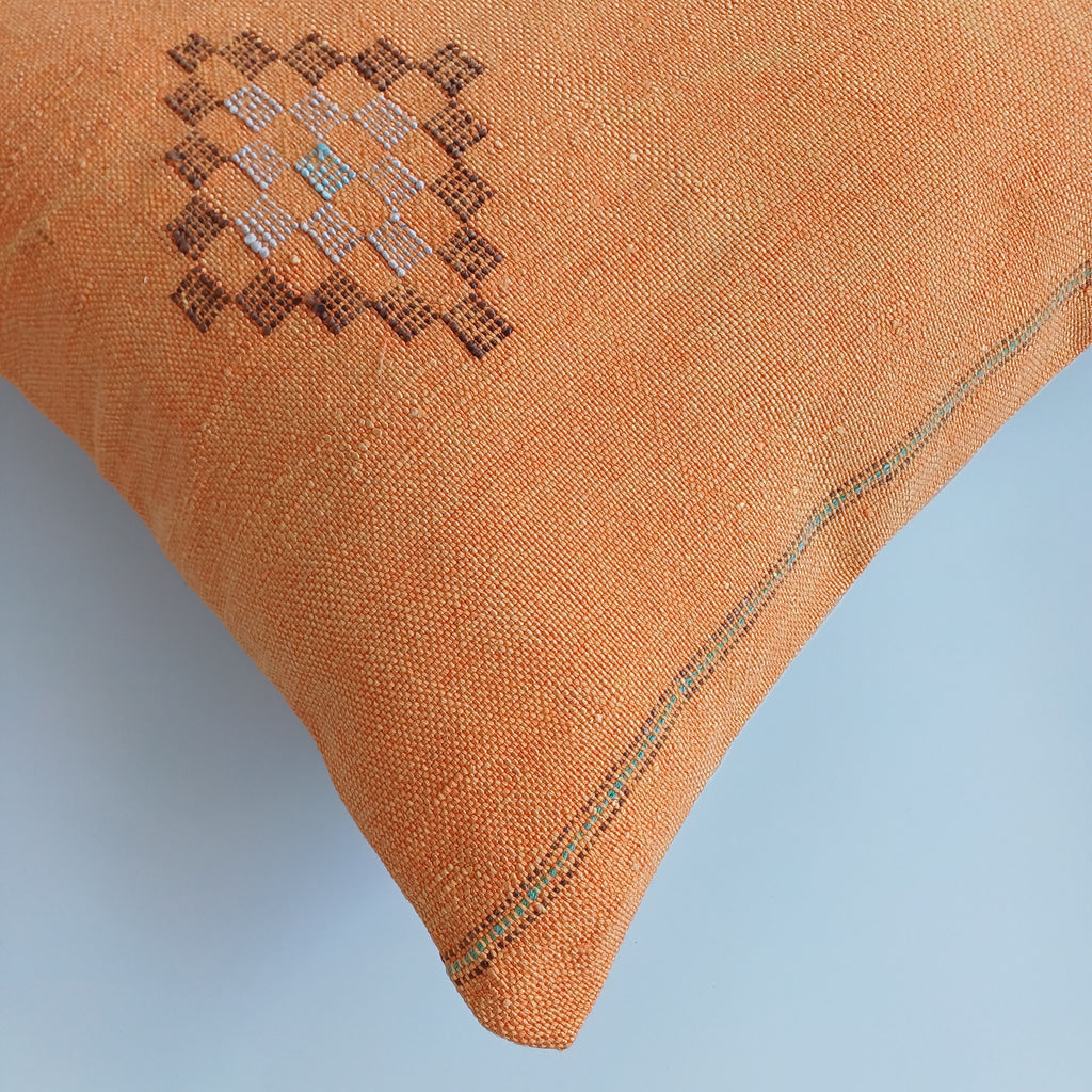 Moroccan Handmade Sunset Cactus Silk Cushion Cover 20''x20'' / 50x50 CM