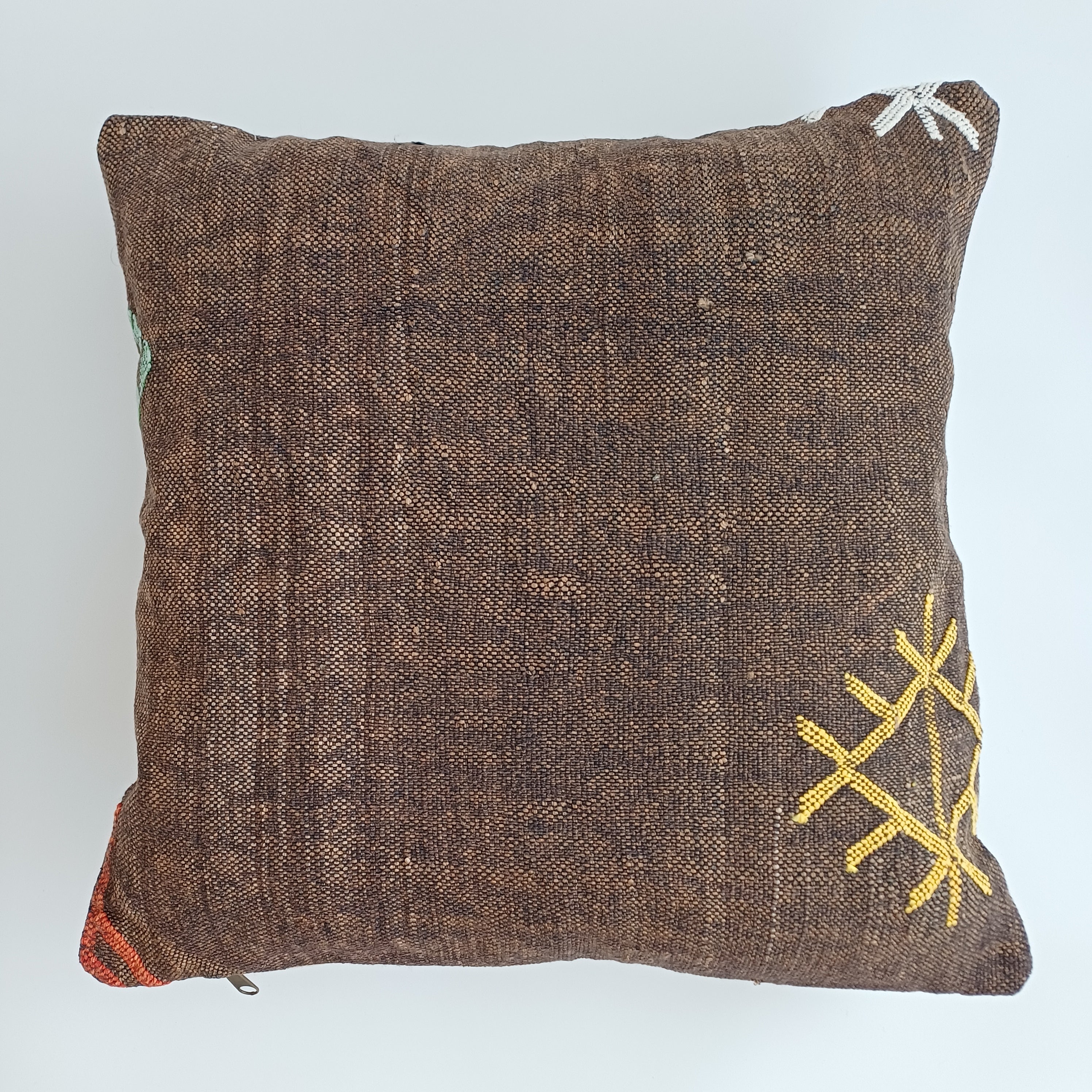 Moroccan Handmade Brown Cactus Silk Cushion Cover 20''x20'' / 50x50 CM