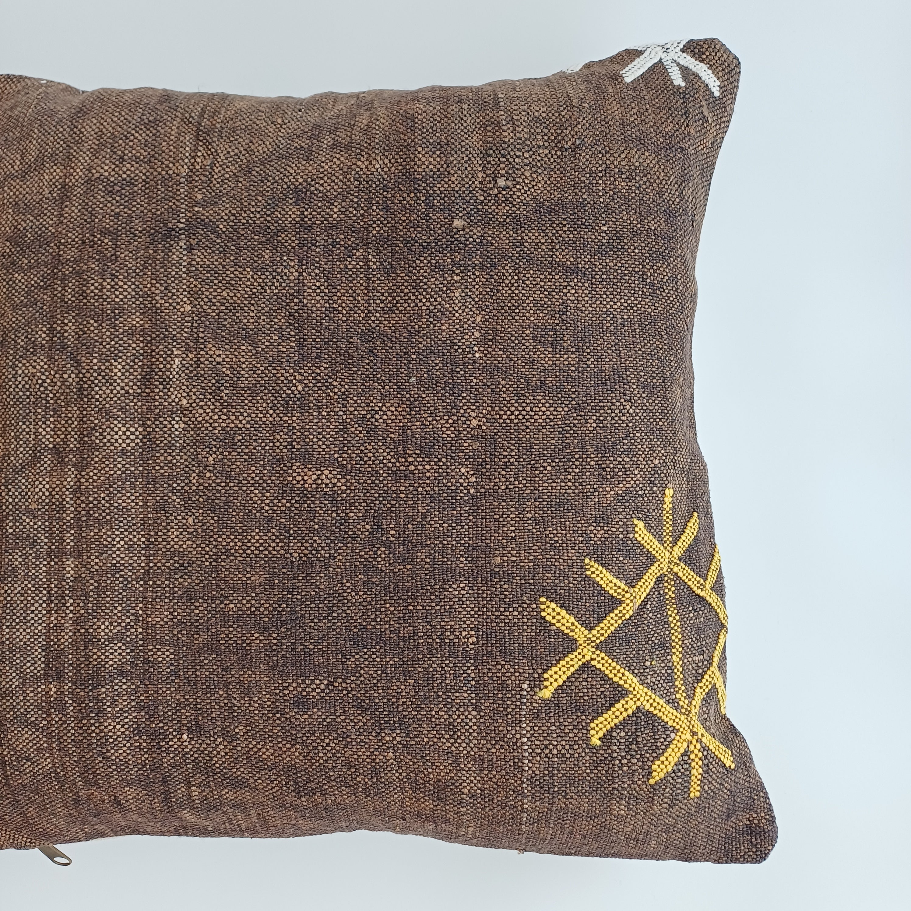 Moroccan Handmade Brown Cactus Silk Cushion Cover 20''x20'' / 50x50 CM