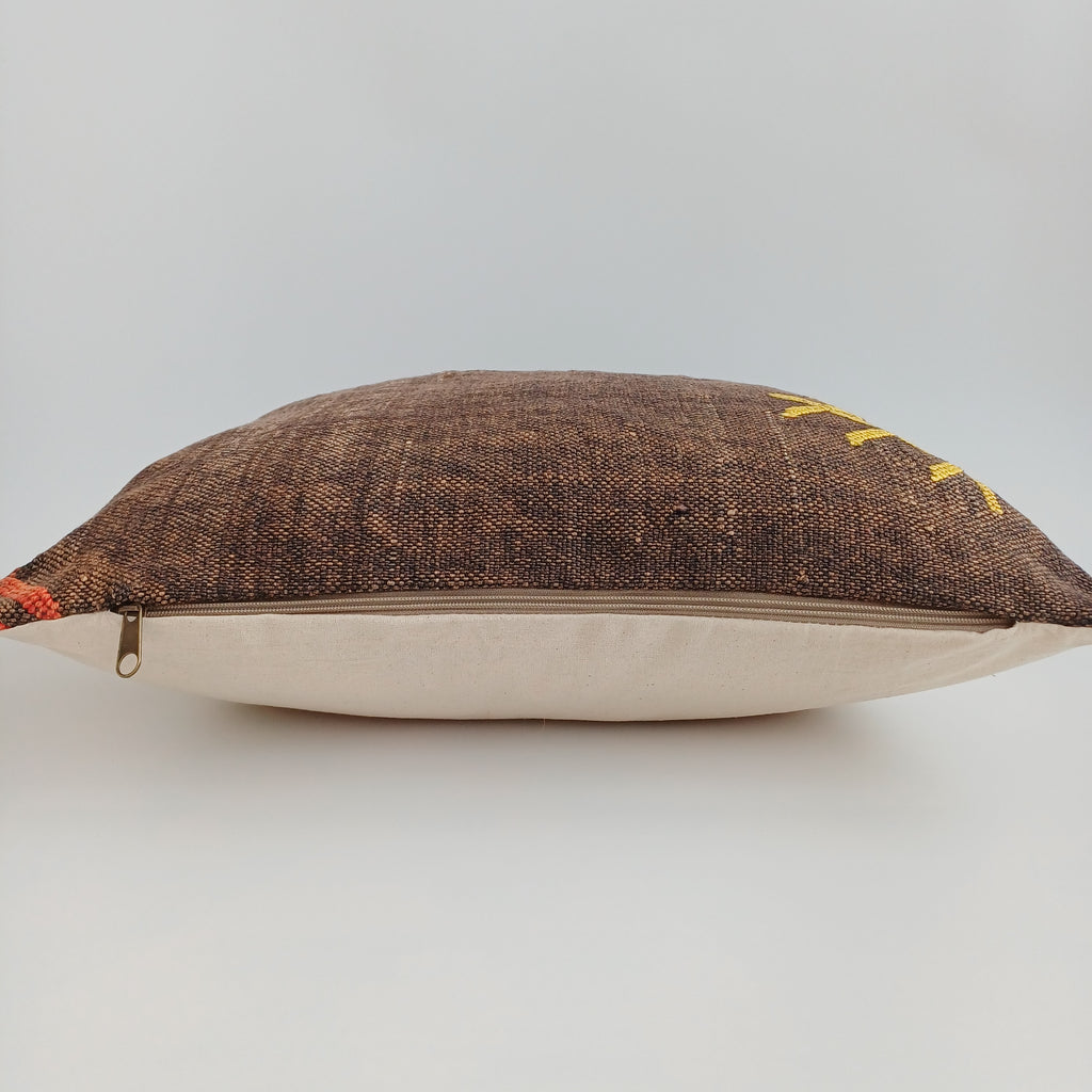 Moroccan Handmade Brown Cactus Silk Cushion Cover 20''x20'' / 50x50 CM