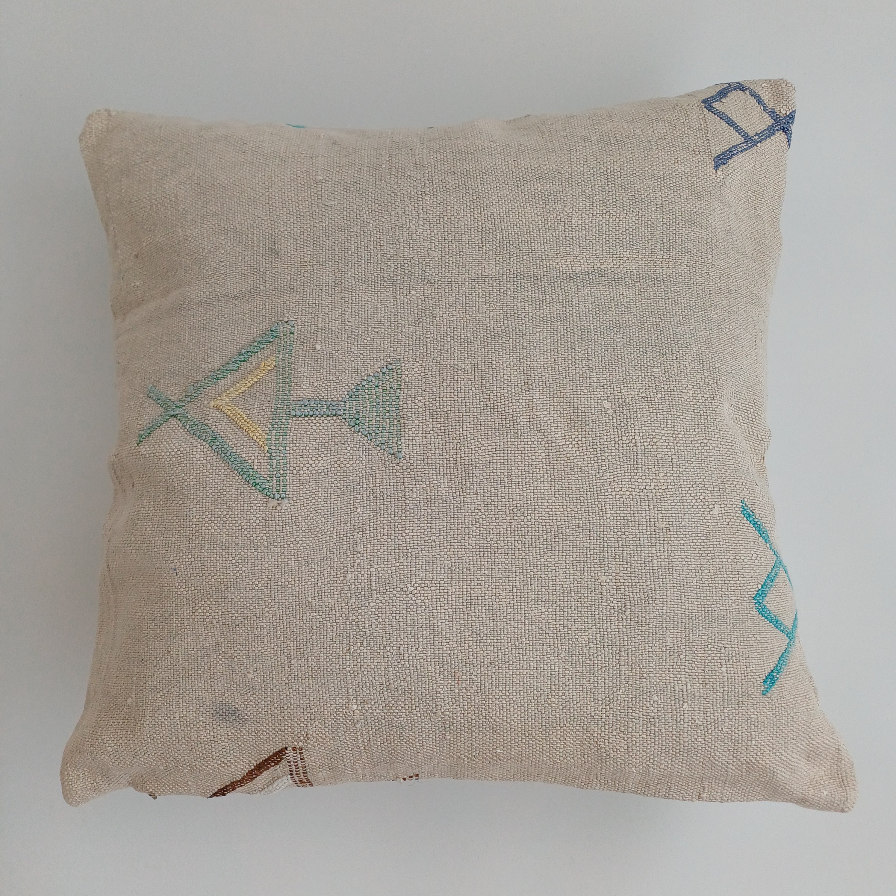 Moroccan Handmade Oatmeal Cactus Silk Cushion Cover 20''x20'' / 50x50 CM