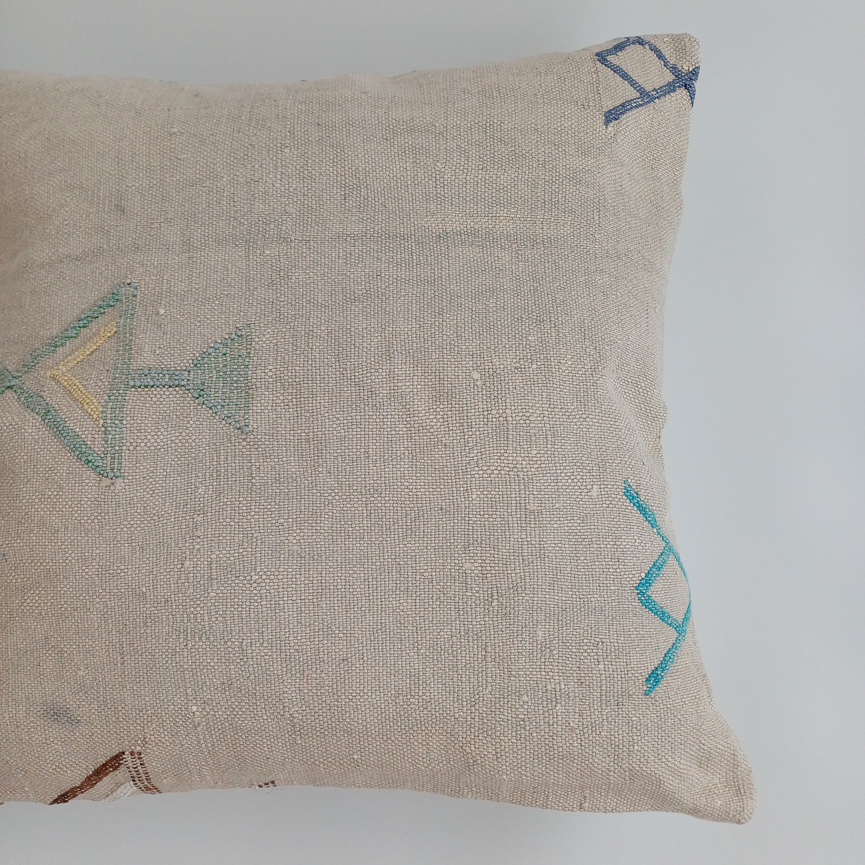 Moroccan Handmade Oatmeal Cactus Silk Cushion Cover 20''x20'' / 50x50 CM