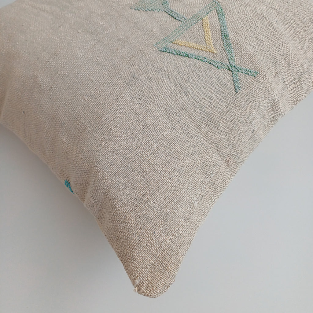 Moroccan Handmade Oatmeal Cactus Silk Cushion Cover 20''x20'' / 50x50 CM