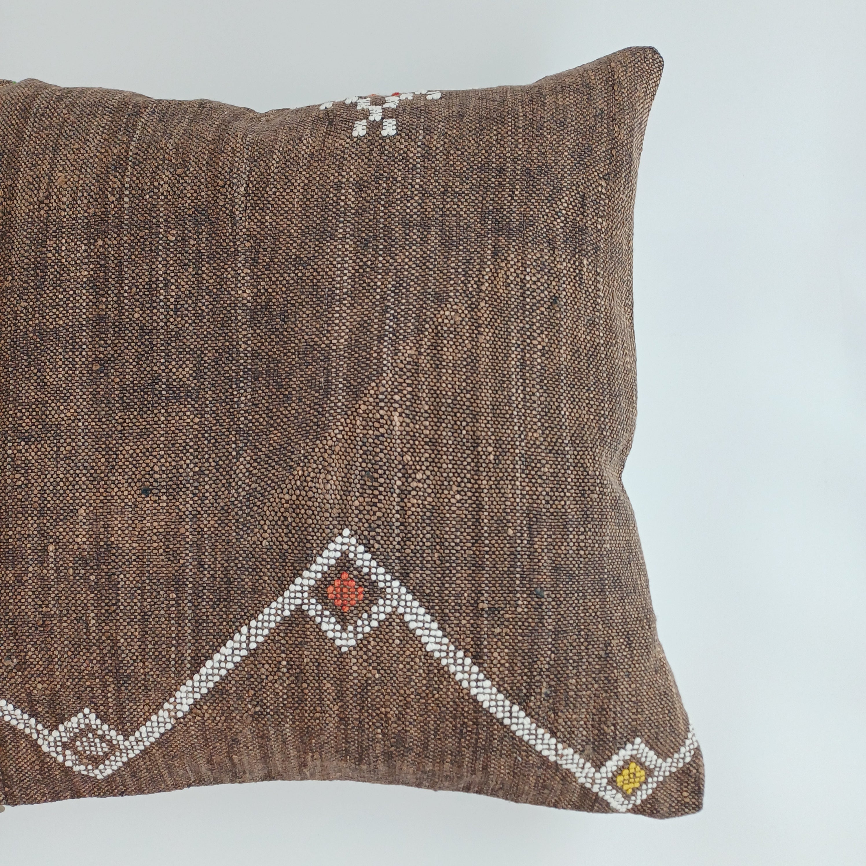 Moroccan Handmade Brown Cactus Silk Cushion Cover 20''x20'' / 50x50 CM